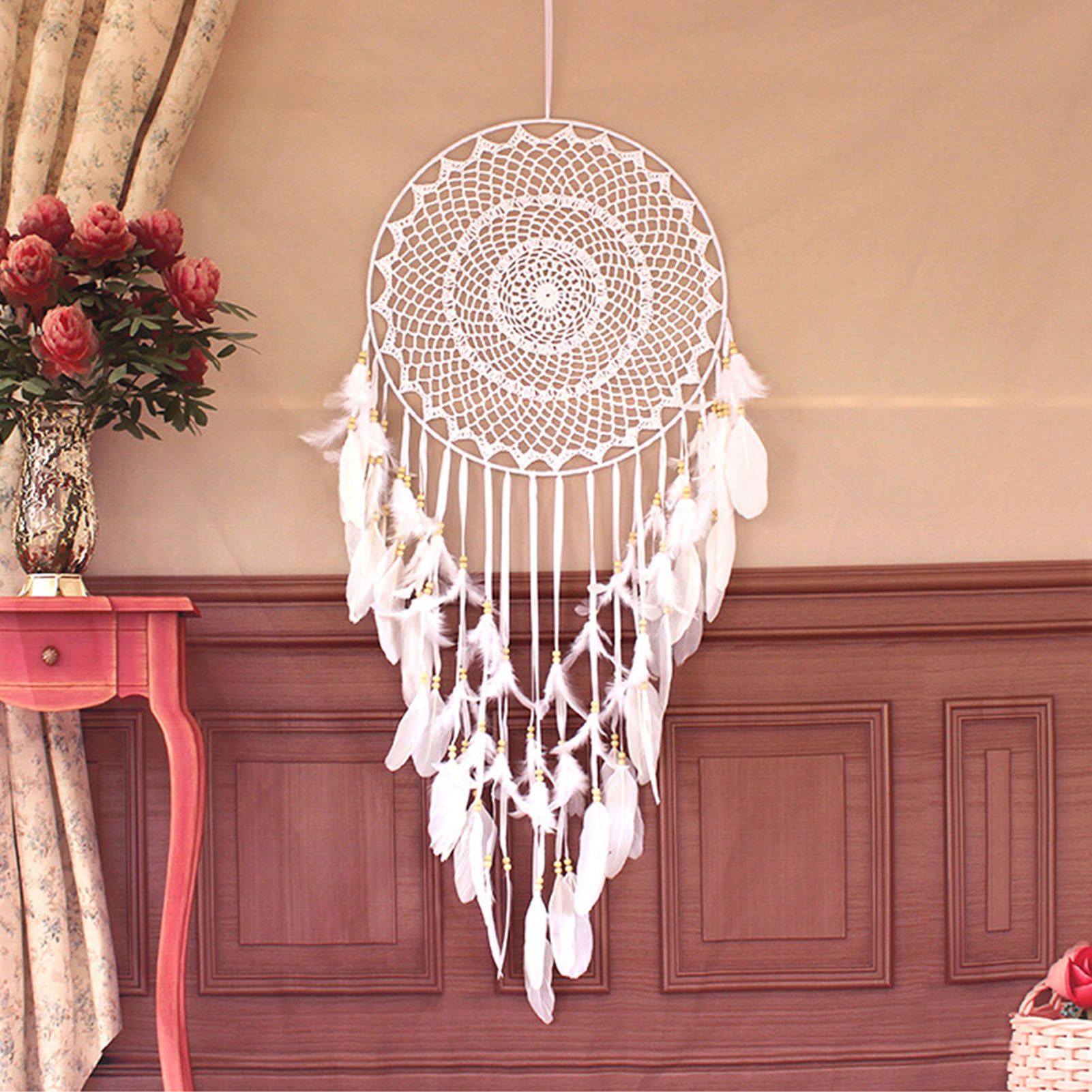 Beige Feather Wind Chimes Vintage Decorative Beautiful Robust Hand Crafted view 8