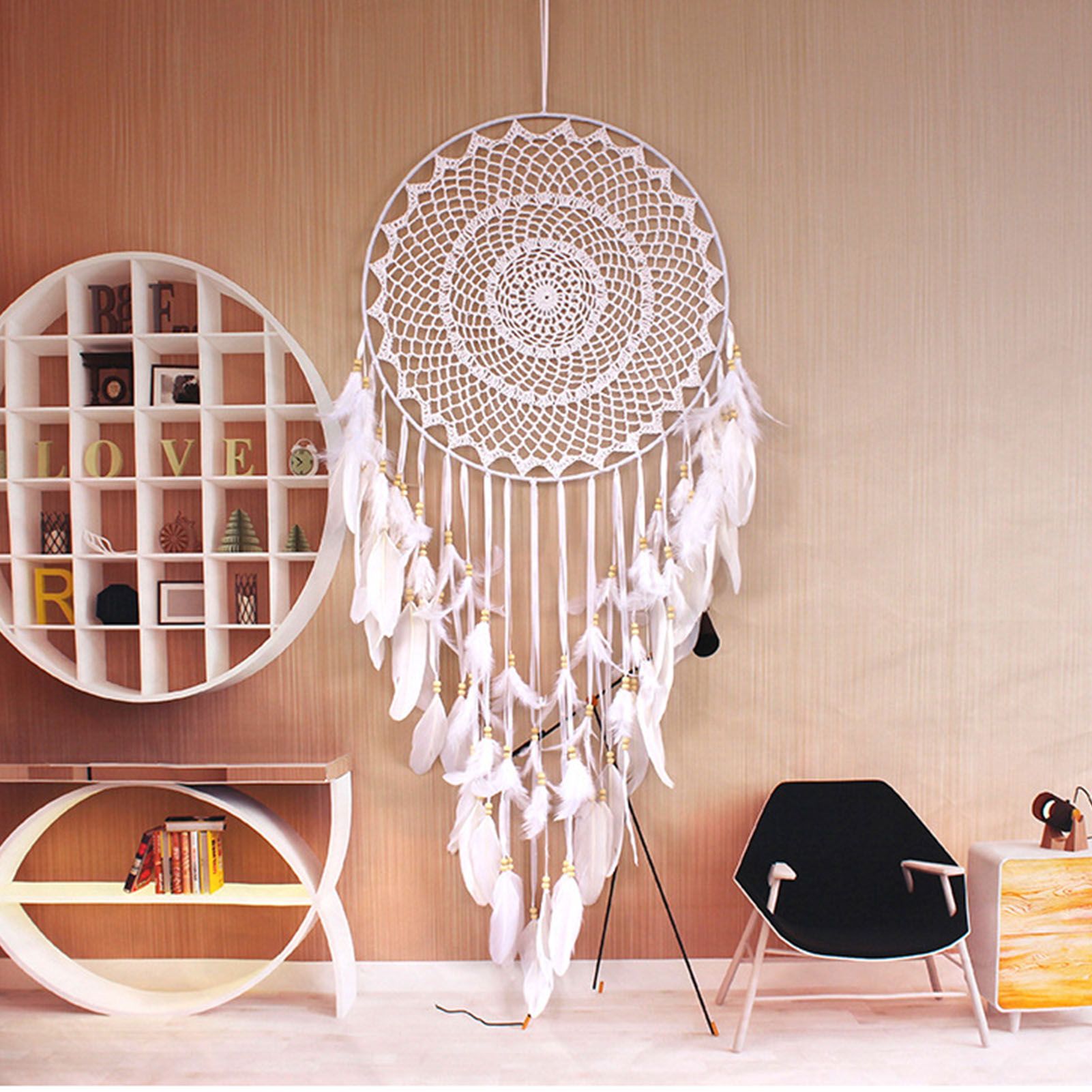 Beige Feather Wind Chimes Vintage Decorative Beautiful Robust Hand Crafted view 9