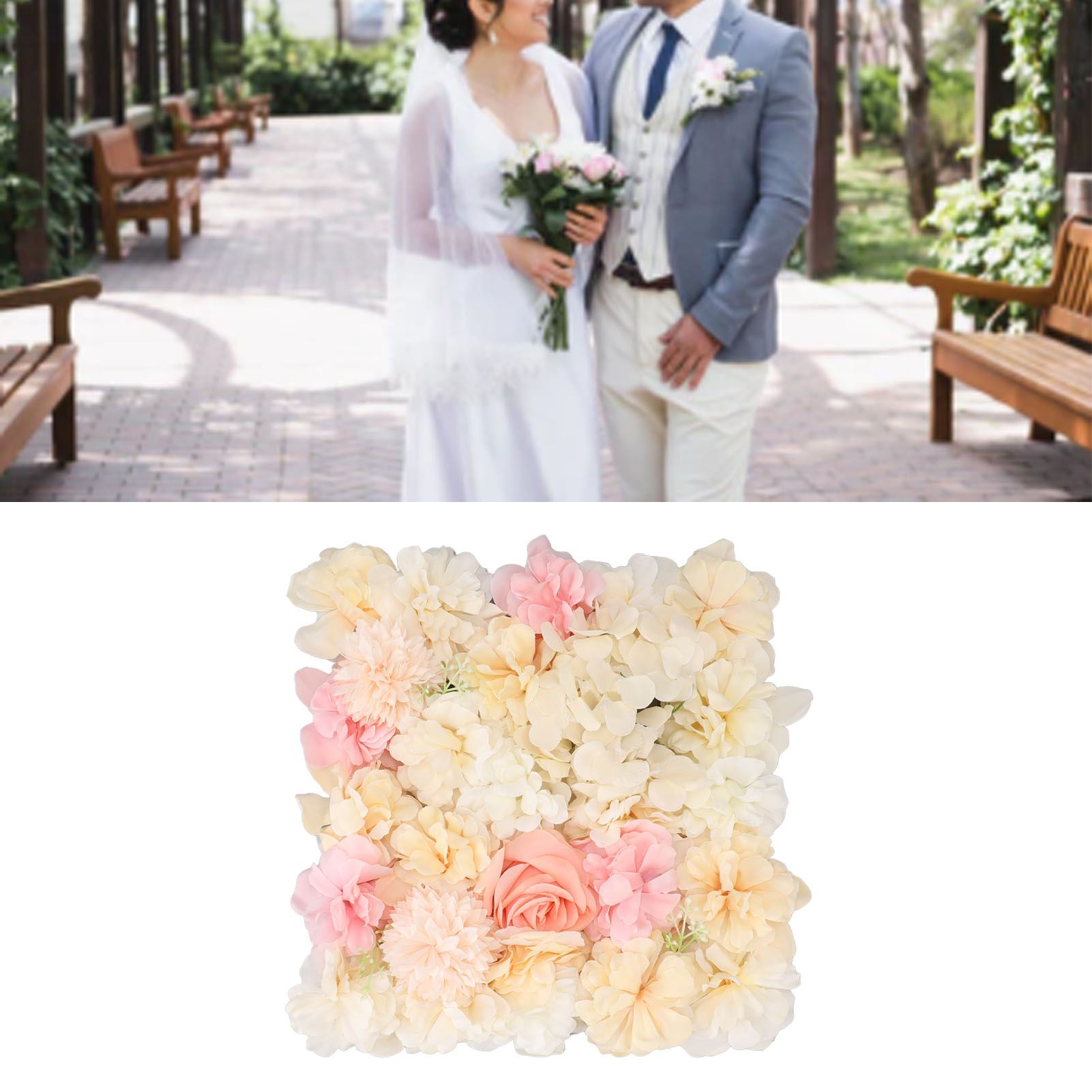 Artificial Flower Wall Panels Simulation Silk Rose Flower Wall Decor for view 12