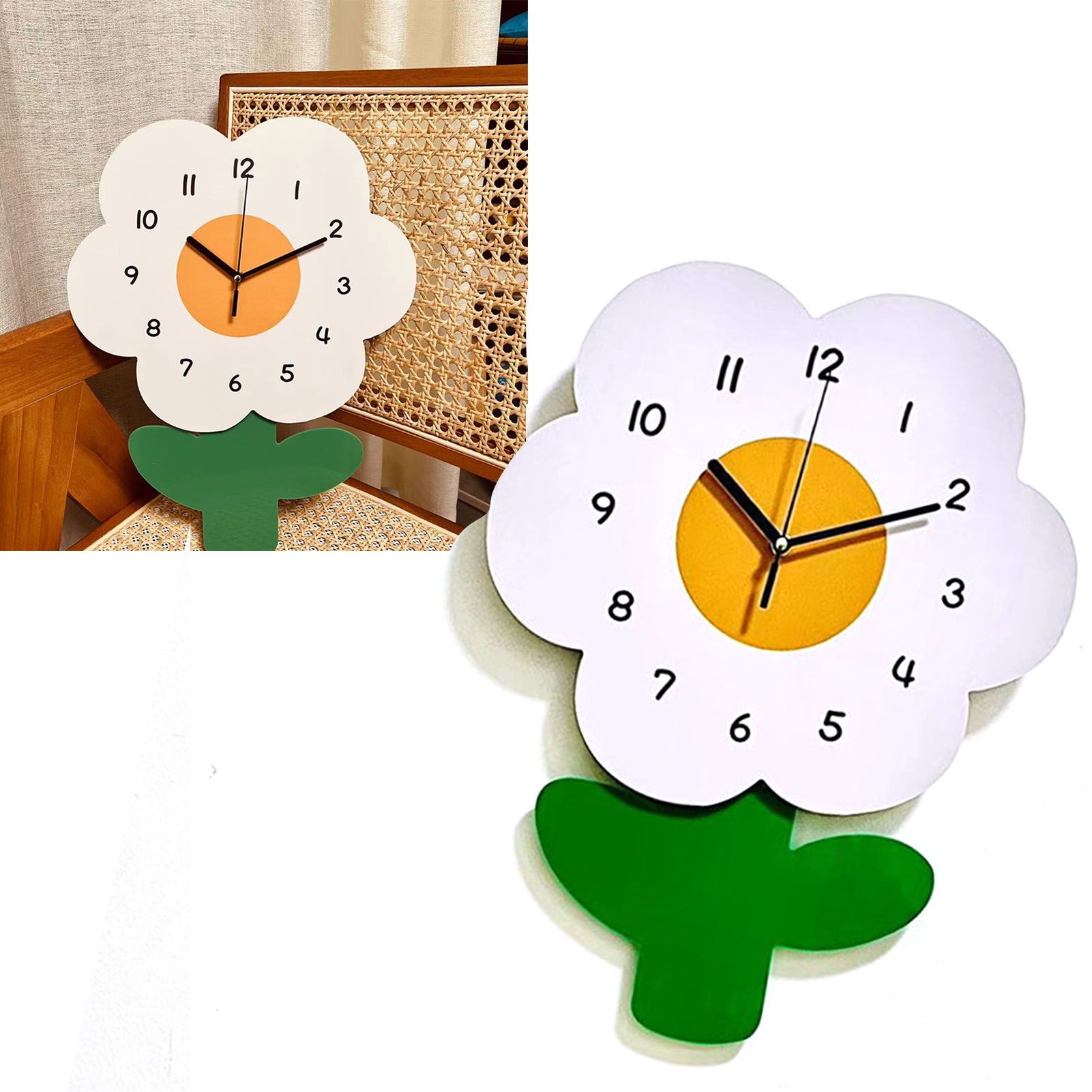 Flower Shaped Wall Clocks for Kids Cartoon Cute Exquisite Silent Wall Clock view 5