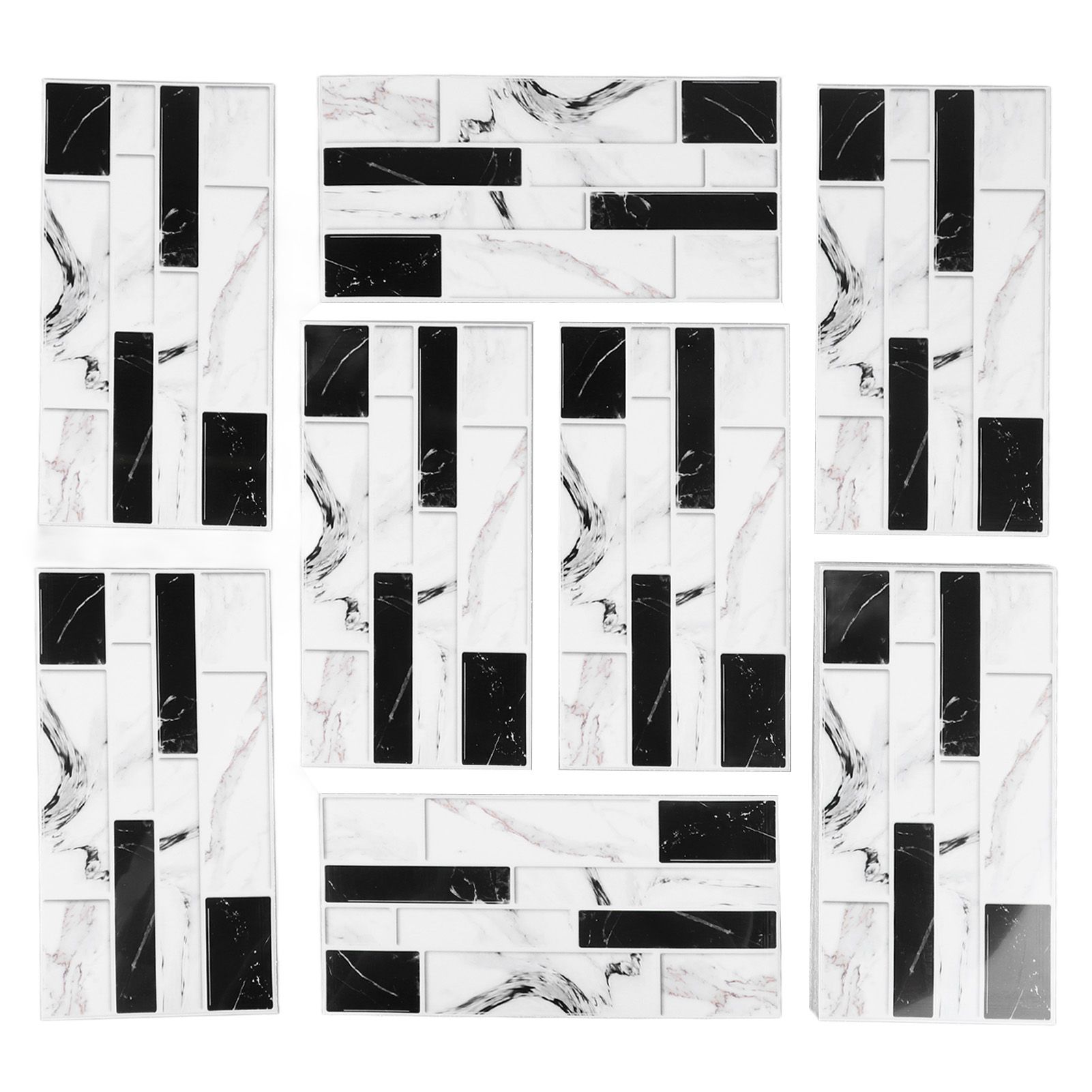 27PCS Kitchen Wallpaper Tile Self Adhesive PVC Wear Resistant White Black Faux view 2