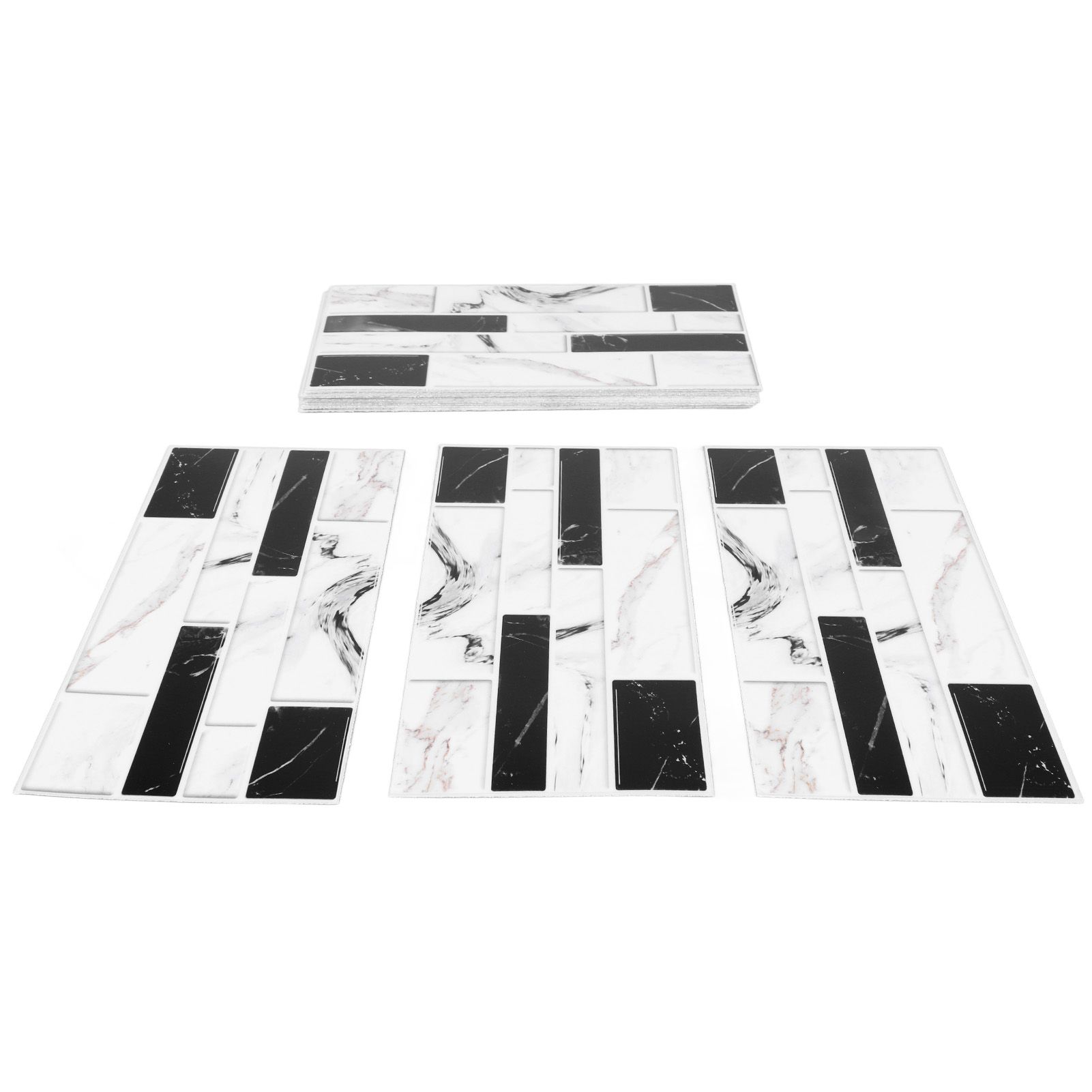 27PCS Kitchen Wallpaper Tile Self Adhesive PVC Wear Resistant White Black Faux view 3