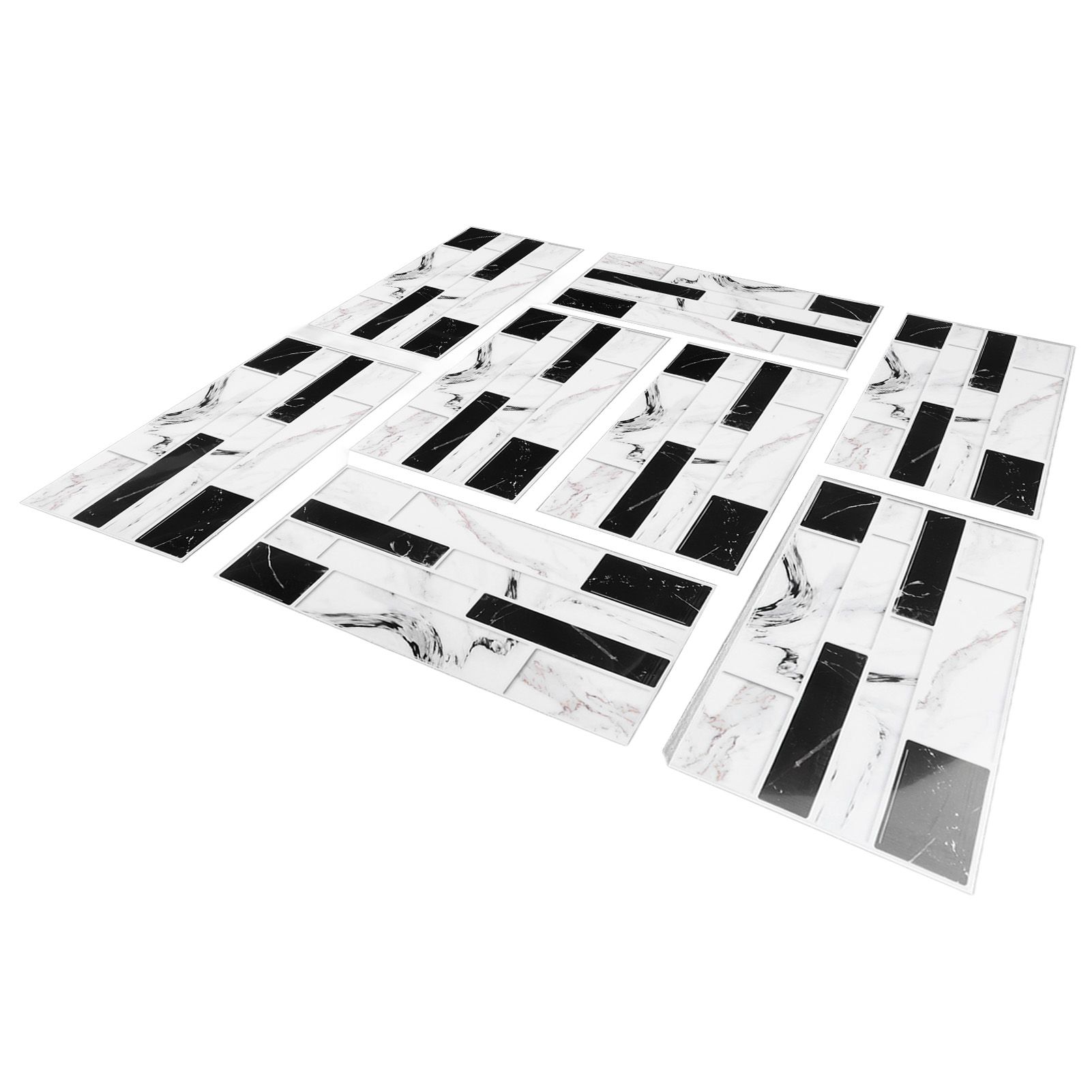 27PCS Kitchen Wallpaper Tile Self Adhesive PVC Wear Resistant White Black Faux view 4