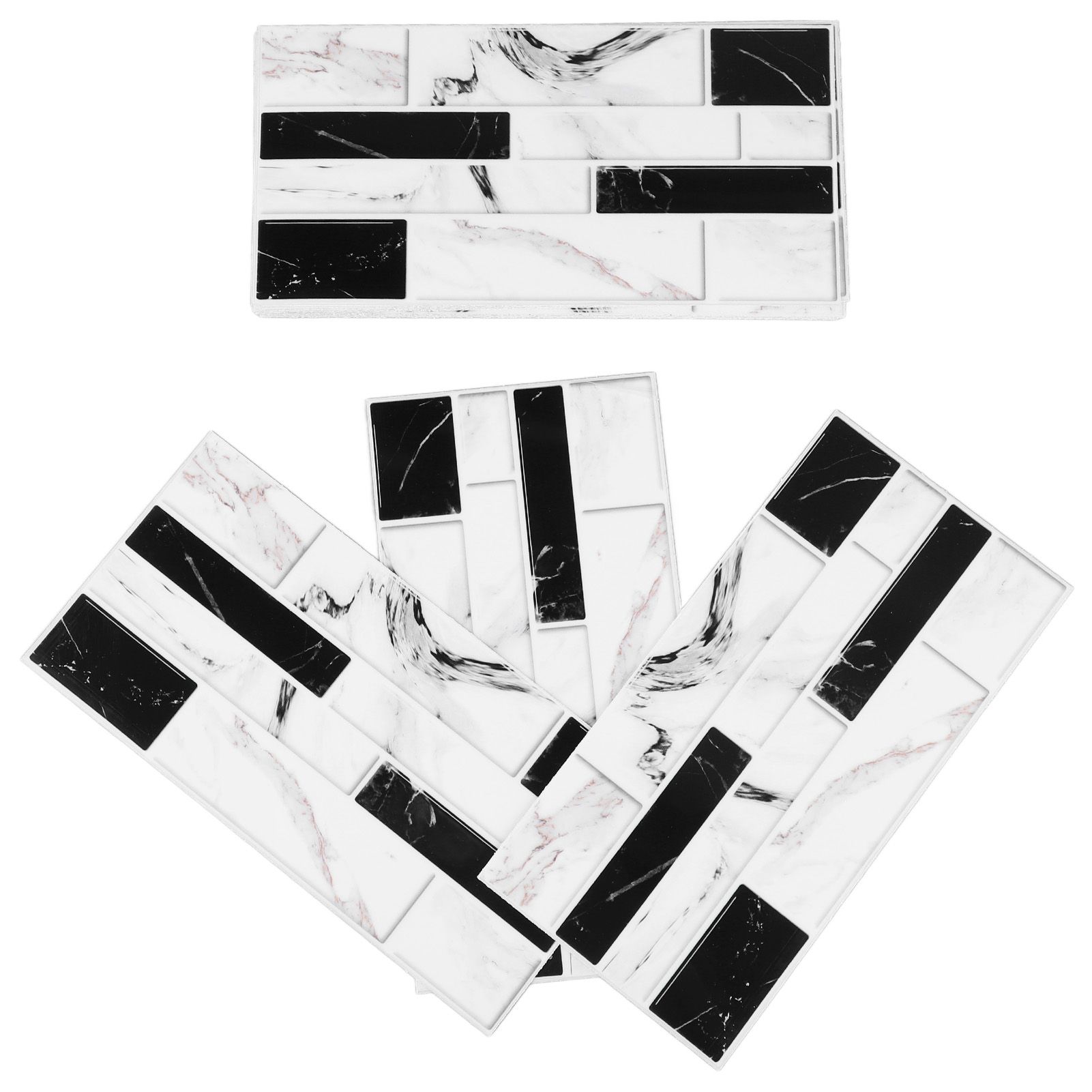 27PCS Kitchen Wallpaper Tile Self Adhesive PVC Wear Resistant White Black Faux view 5
