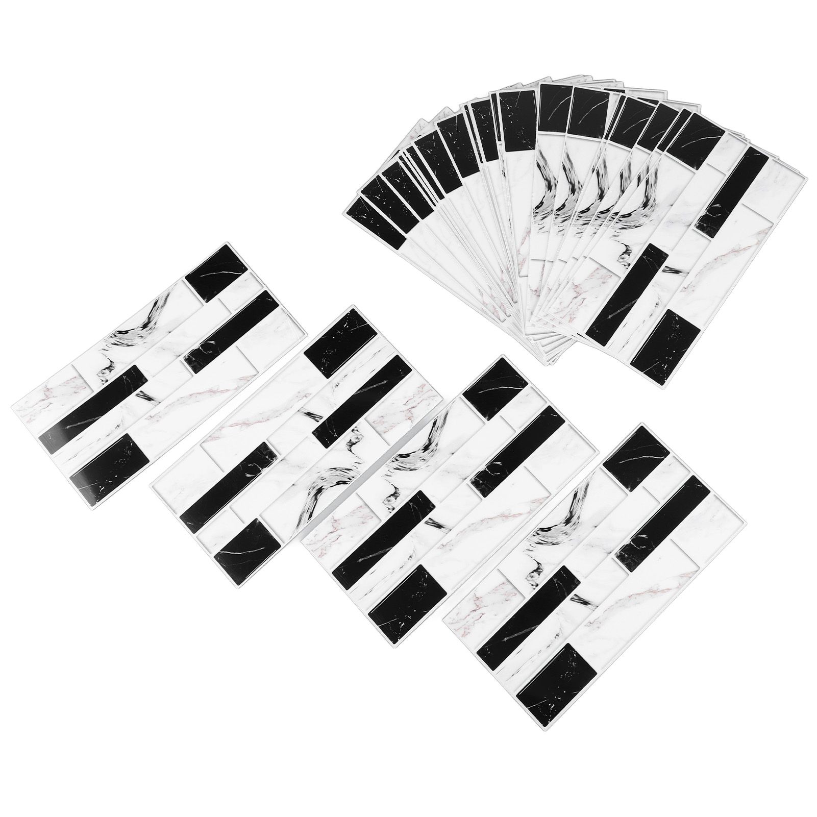 27PCS Kitchen Wallpaper Tile Self Adhesive PVC Wear Resistant White Black Faux view 6