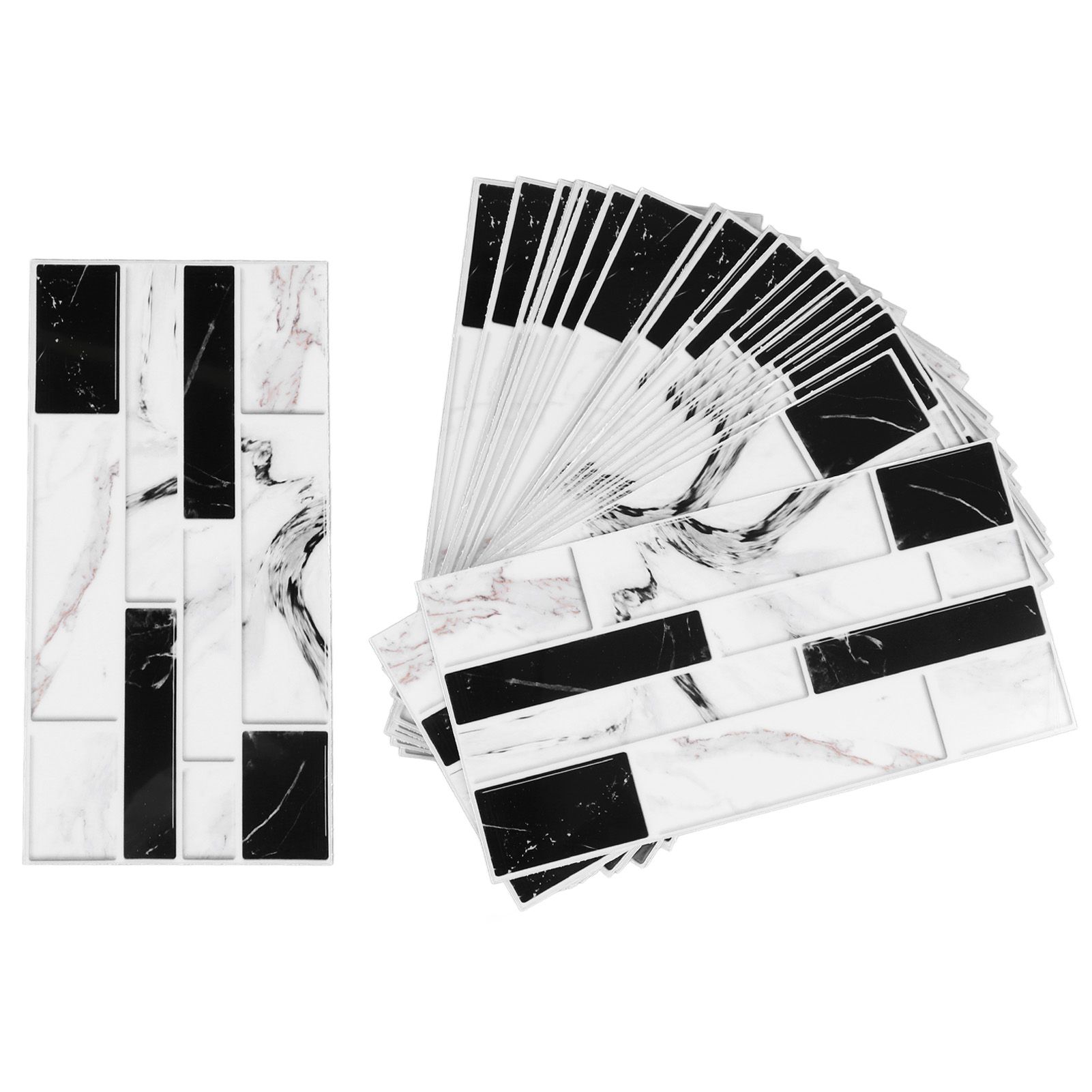 27PCS Kitchen Wallpaper Tile Self Adhesive PVC Wear Resistant White Black Faux view 8