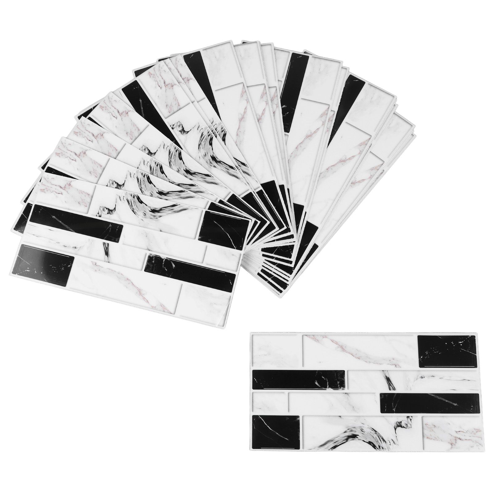 27PCS Kitchen Wallpaper Tile Self Adhesive PVC Wear Resistant White Black Faux view 10