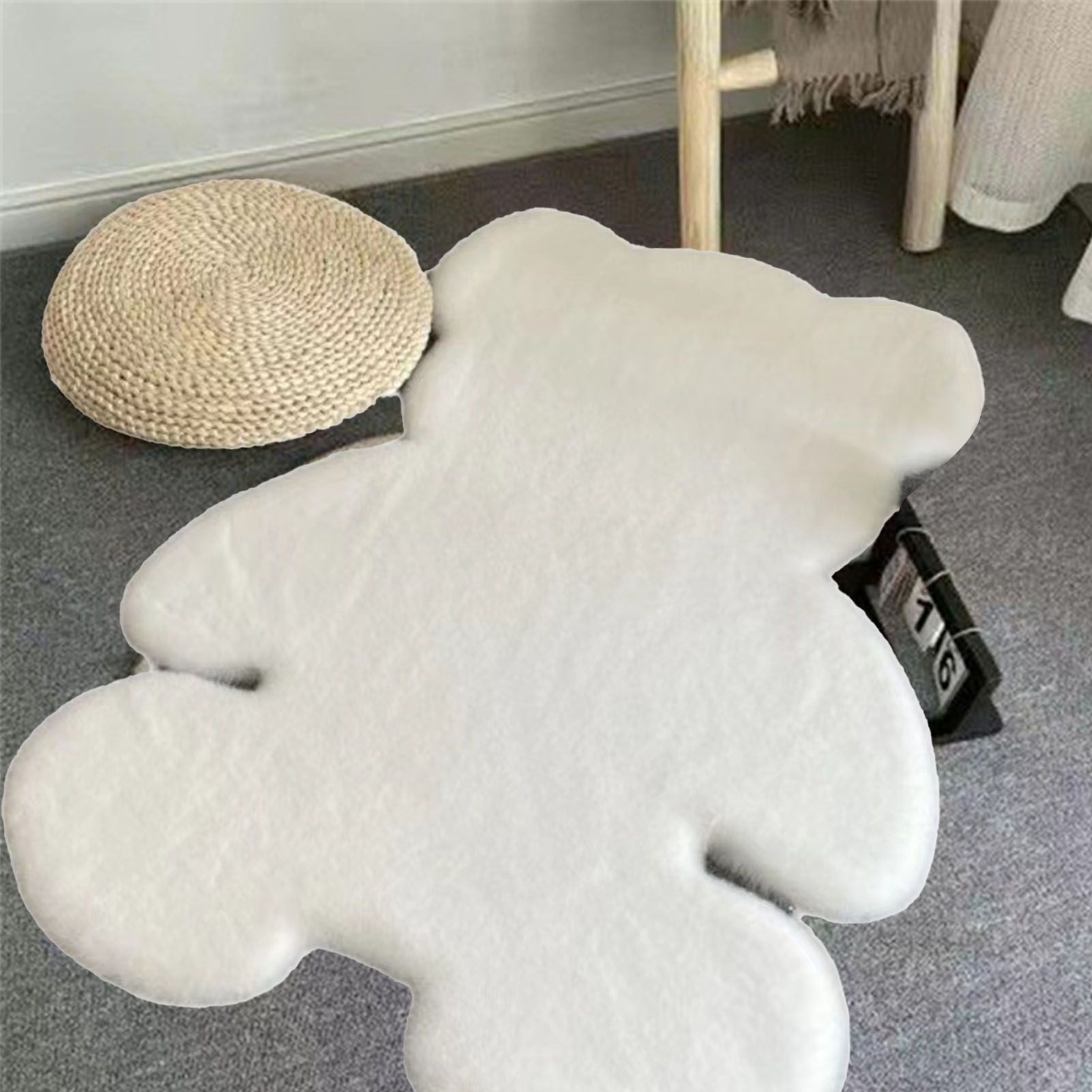 Cute Bedroom Rug Soft Bear Shaped Shaggy Floor Mat for Kids Teen Girls Room view 6