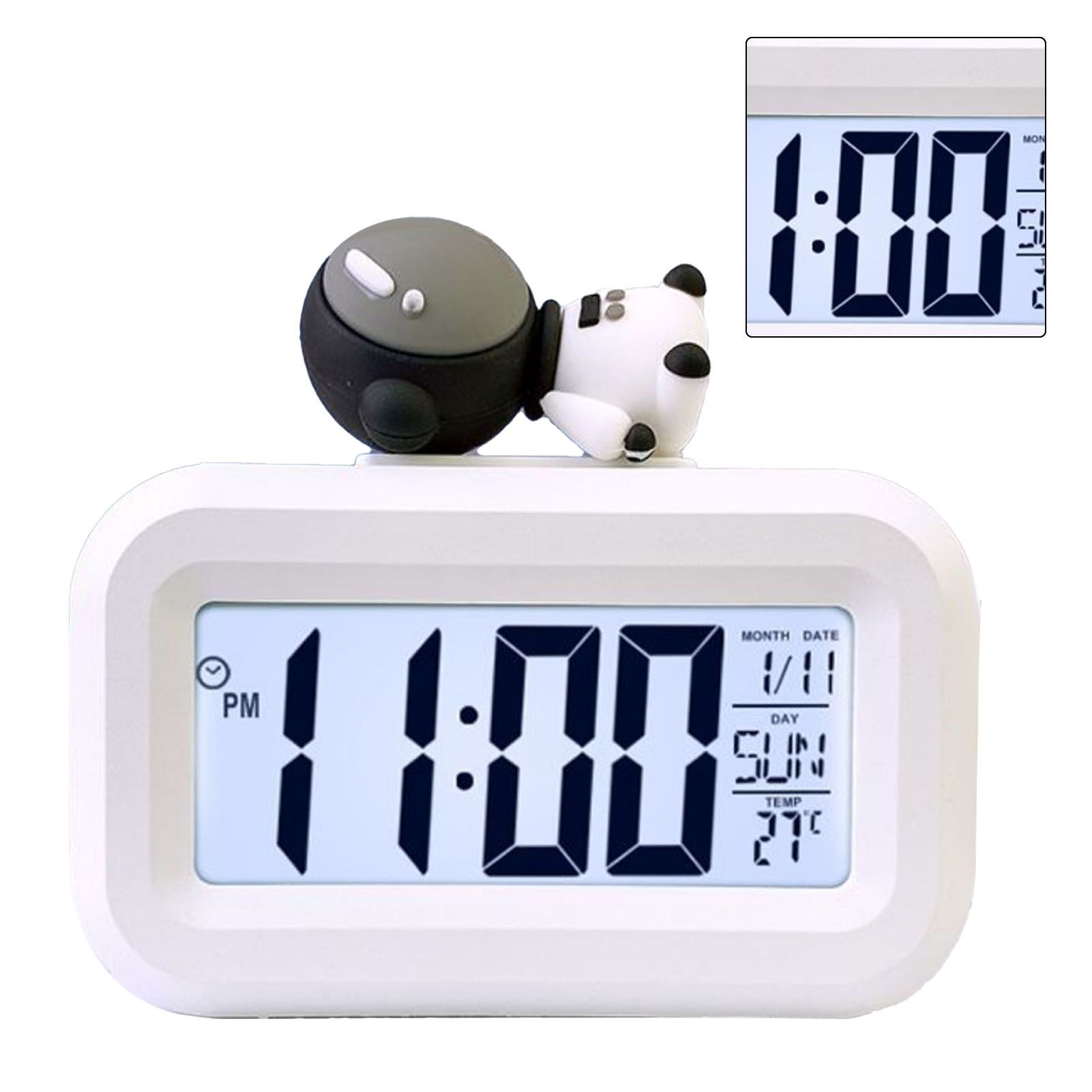 Electronic Clock Cute Cartoon LED Screen Desktop Electronic Alarm Data Time view 2