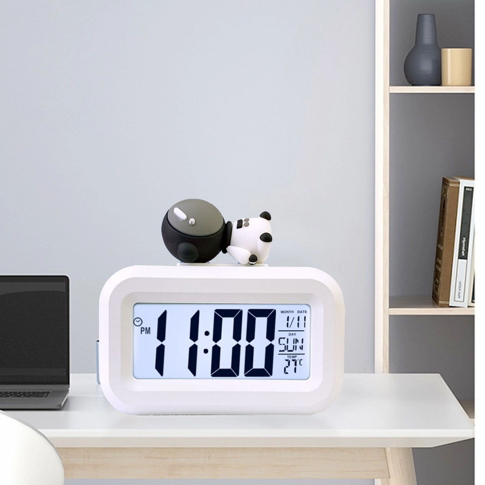 Electronic Clock Cute Cartoon LED Screen Desktop Electronic Alarm Data Time view 6