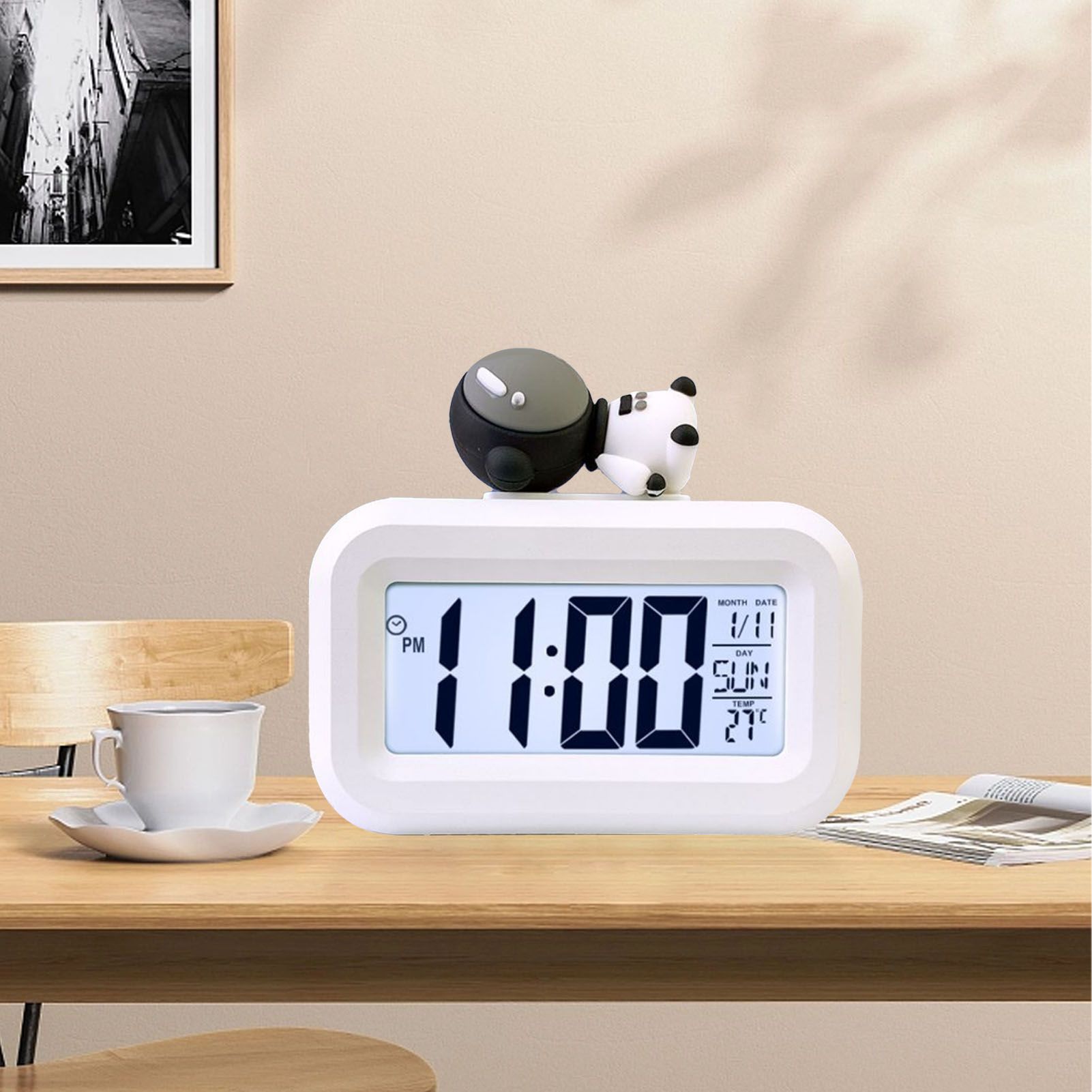 Electronic Clock Cute Cartoon LED Screen Desktop Electronic Alarm Data Time view 11