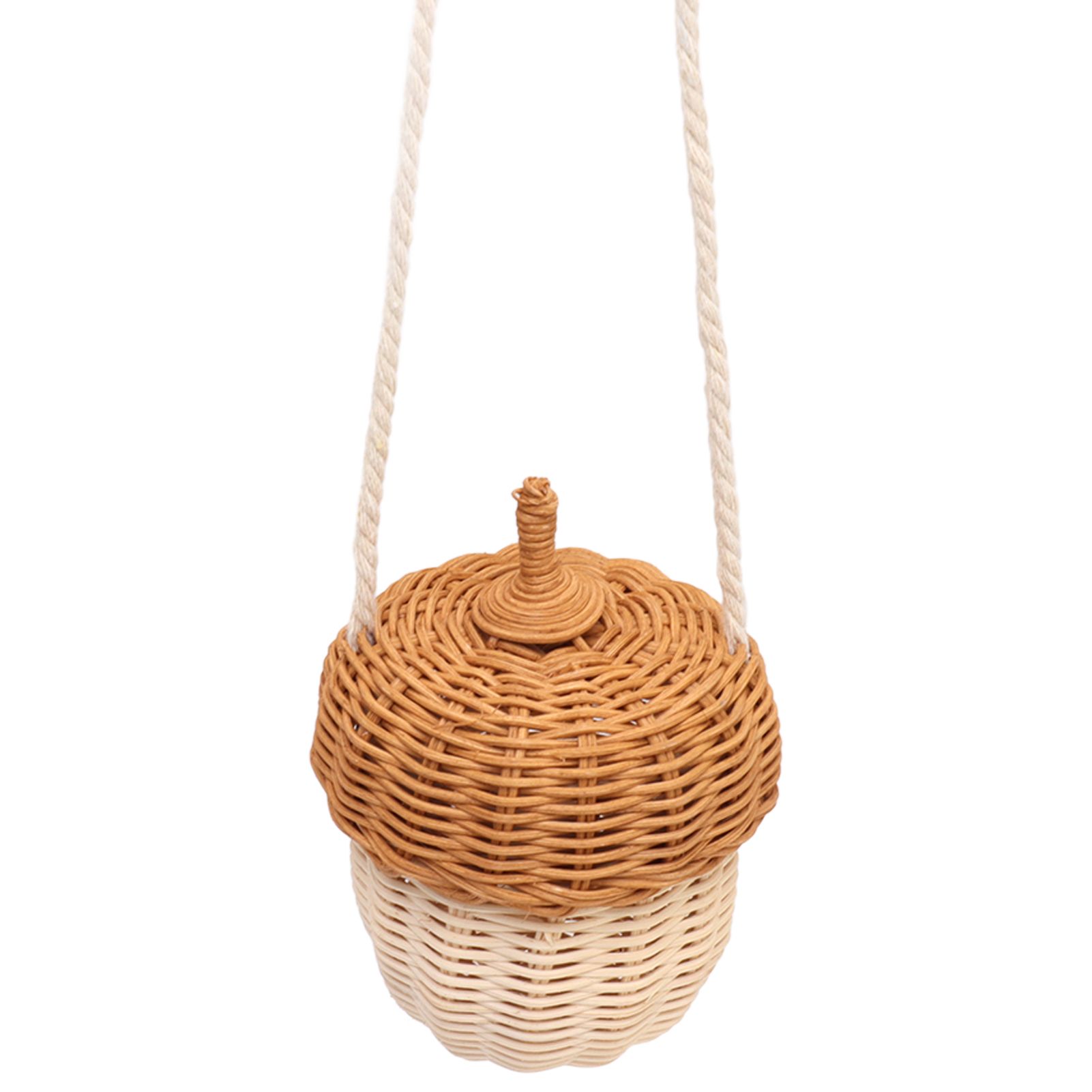 Kids Rattan Storage Basket Hand Woven Decorative Acorn Shaped Basket Bag for