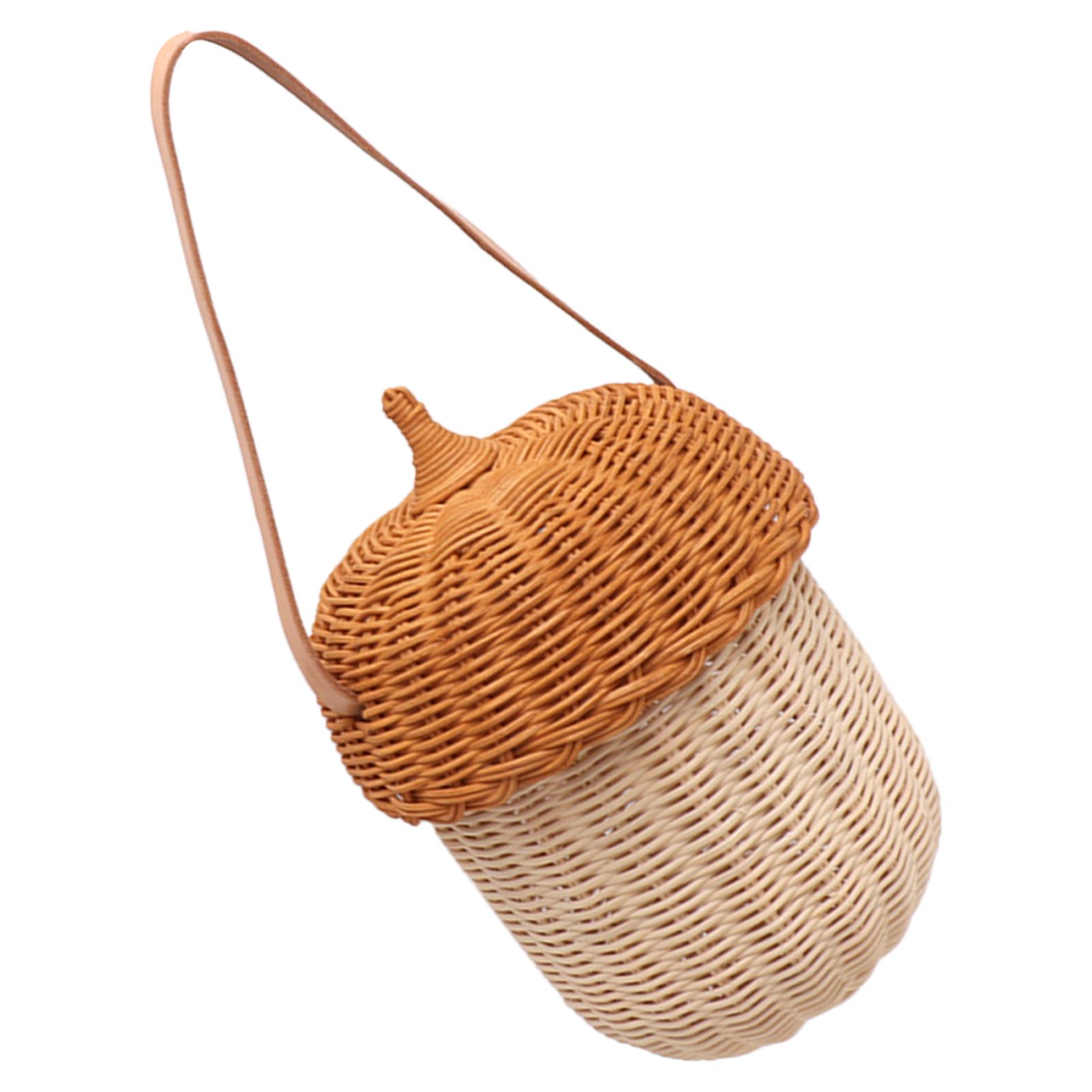 Kids Rattan Storage Basket Hand Woven Decorative Acorn Shaped Basket Bag for view 6