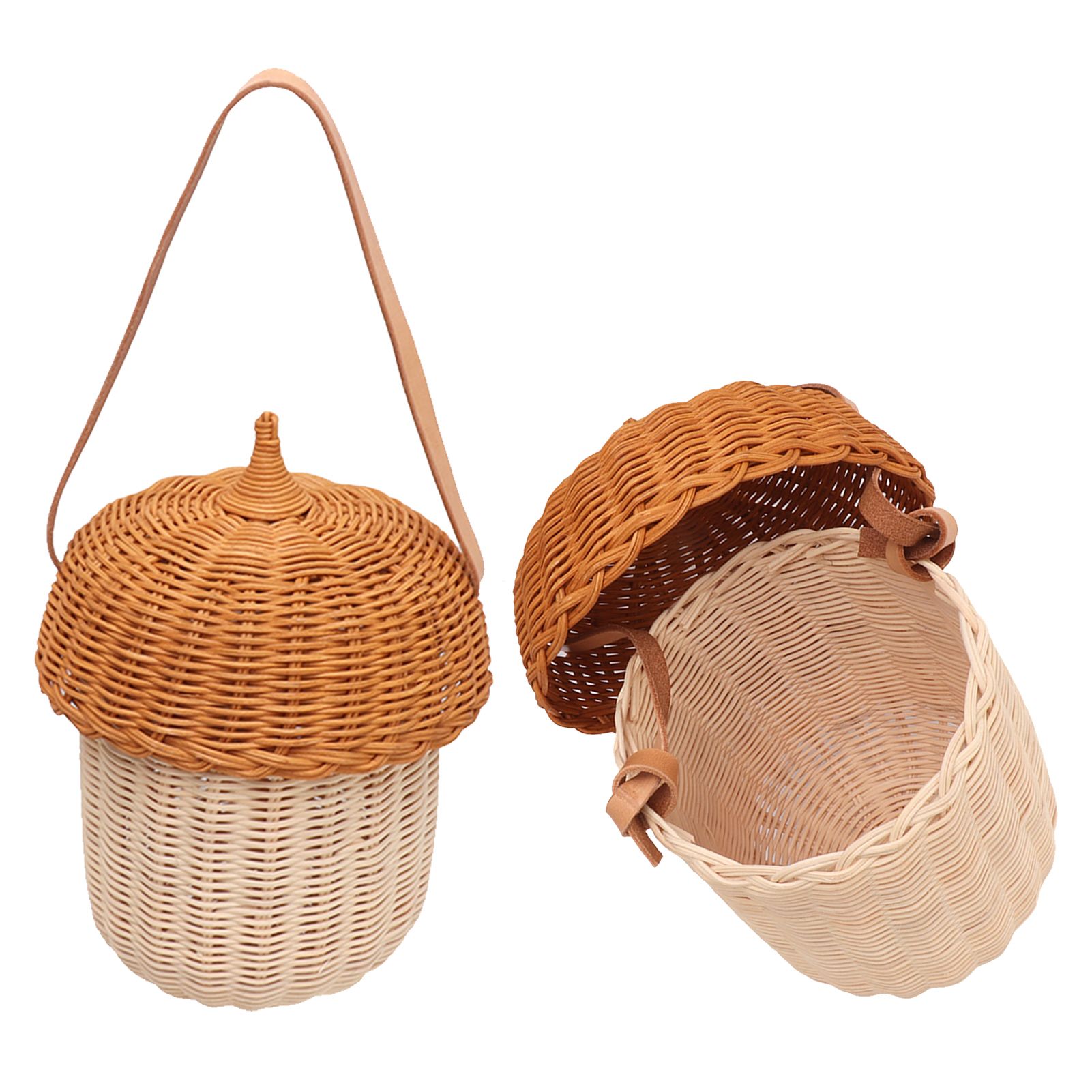 Kids Rattan Storage Basket Hand Woven Decorative Acorn Shaped Basket Bag for view 10