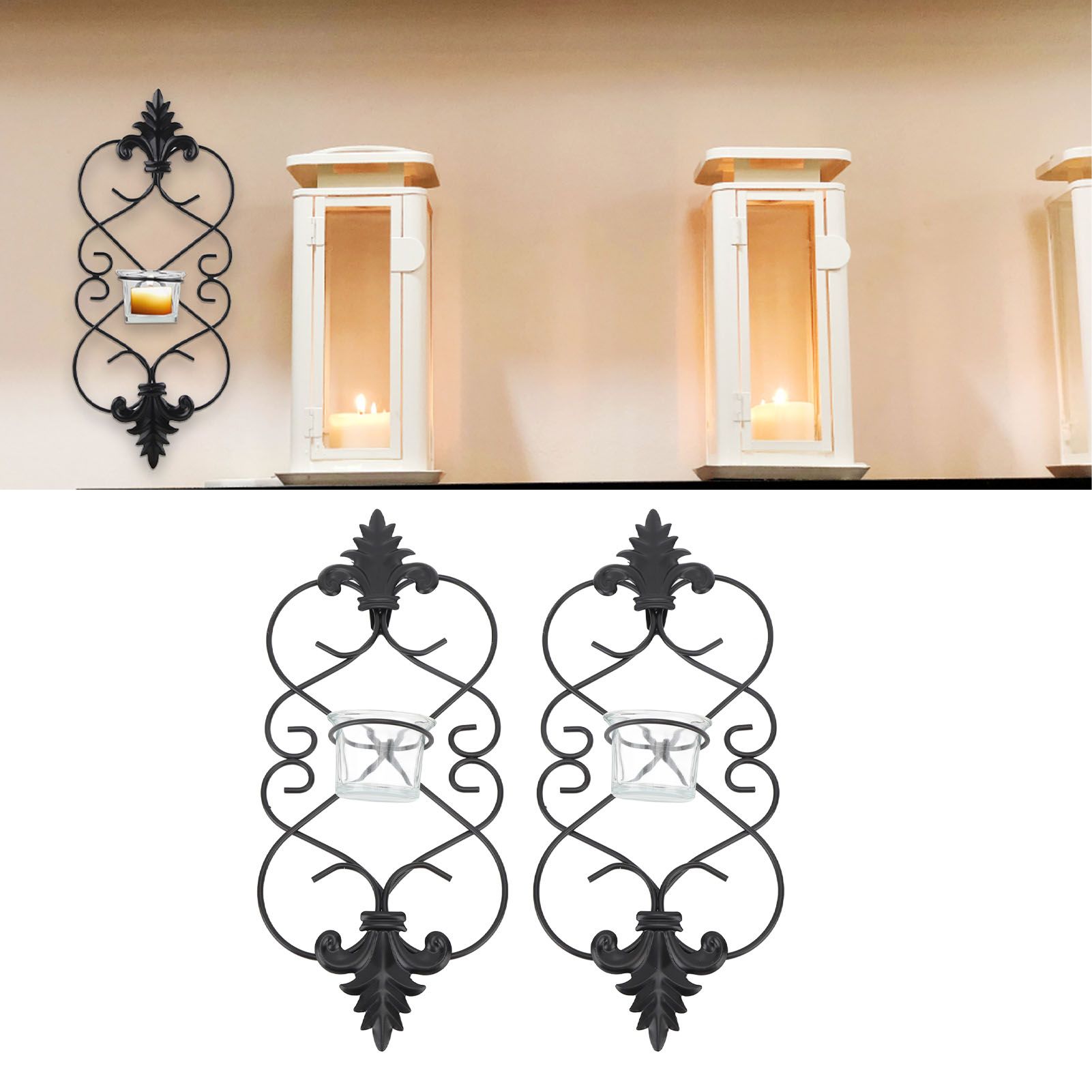 2PCS Wall Hanging Candle Holder Iron Hanging Wall Candle Holders for Home view 11