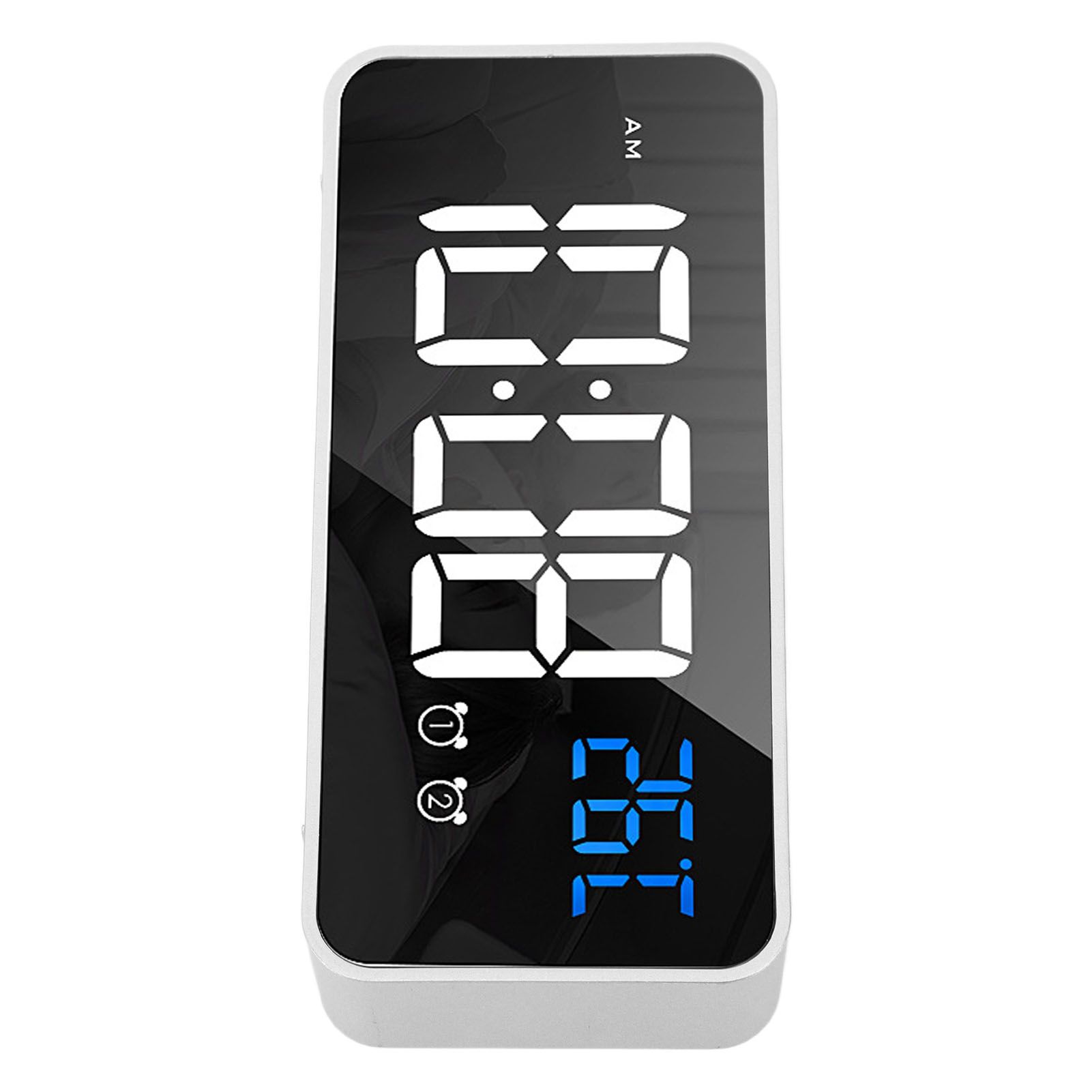 Mirror LED Alarm Clock Two Sets of Alarm Rechargeable Voice Activated Digital view 6
