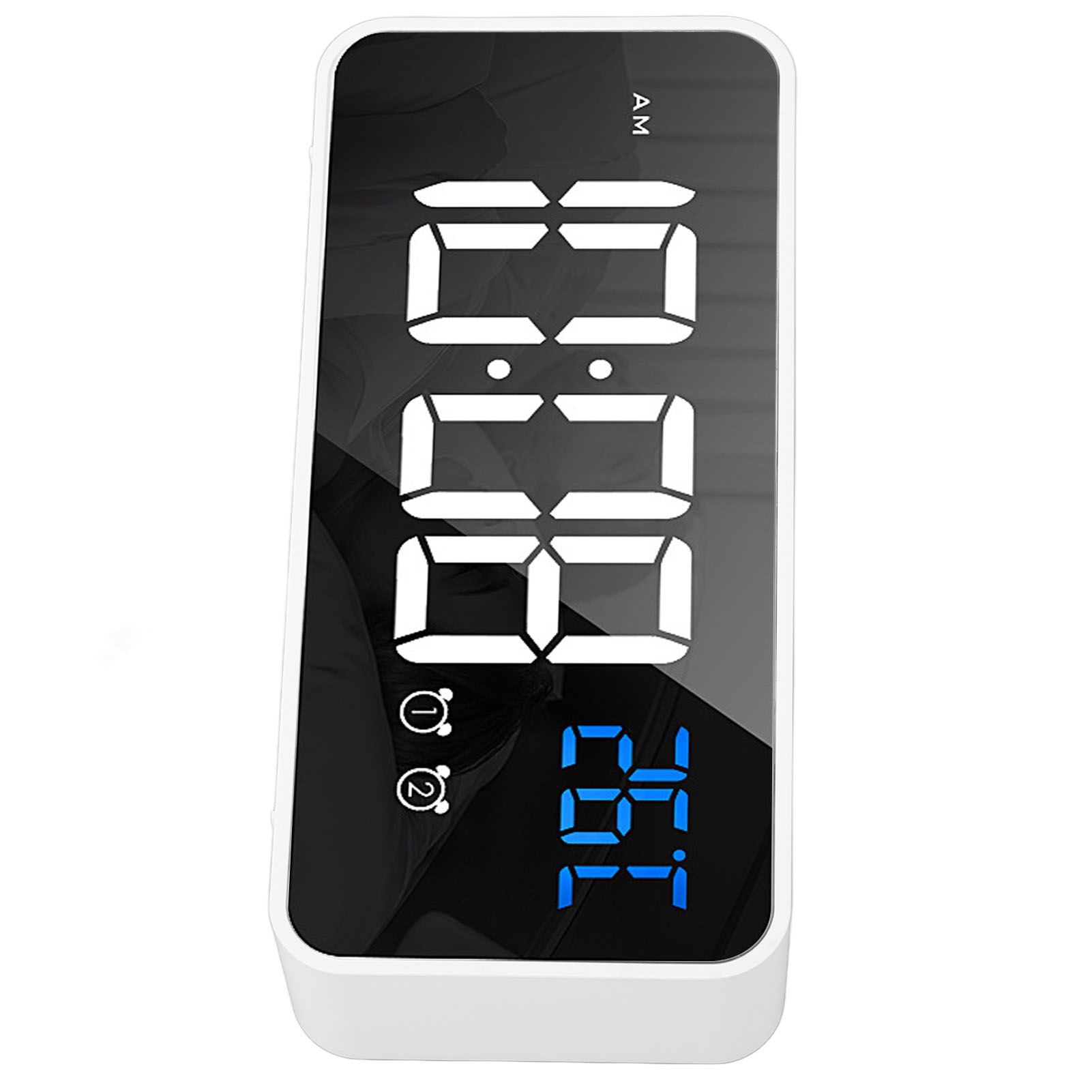 Mirror LED Alarm Clock Two Sets of Alarm Rechargeable Voice Activated Digital view 6