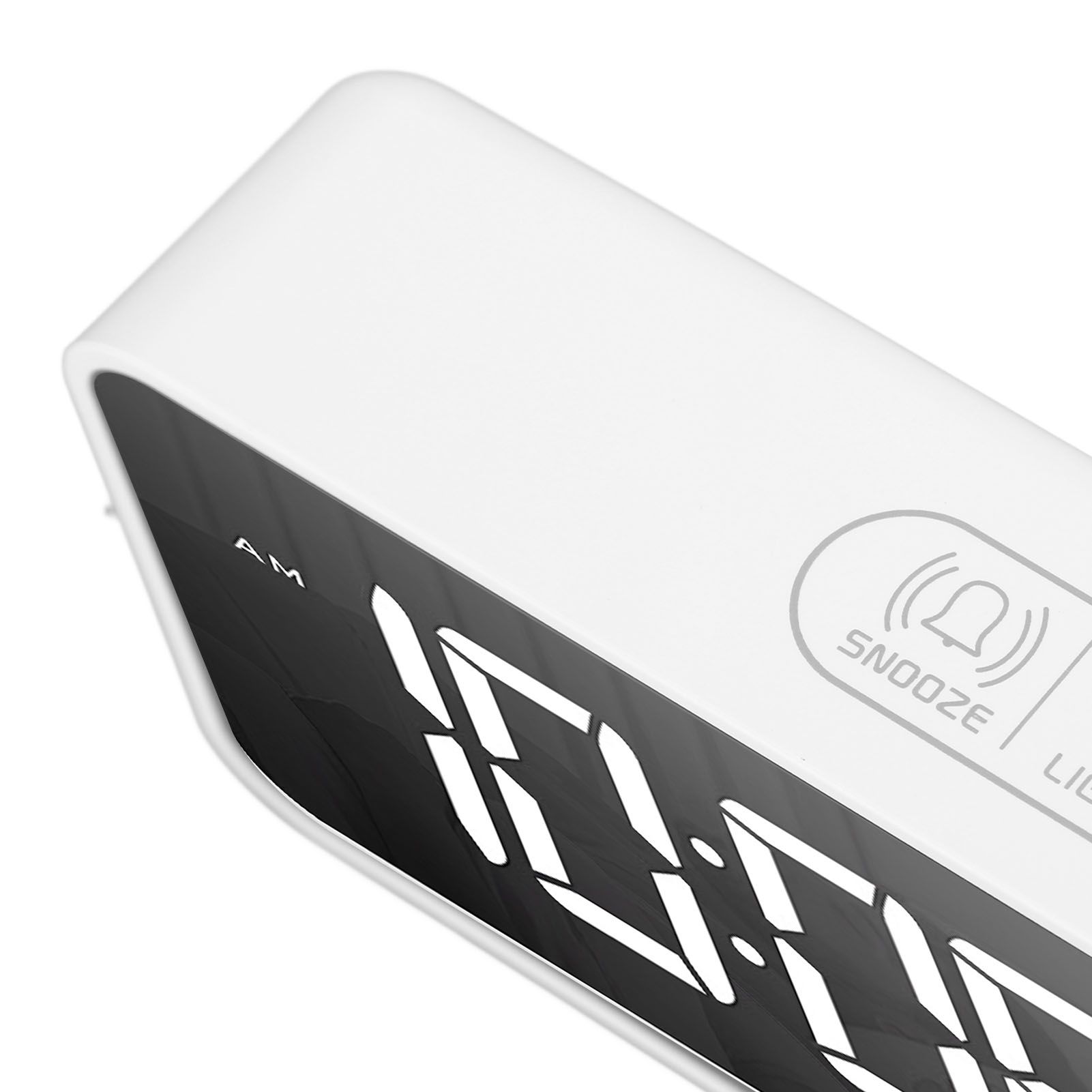 Mirror LED Alarm Clock Two Sets of Alarm Rechargeable Voice Activated Digital view 15