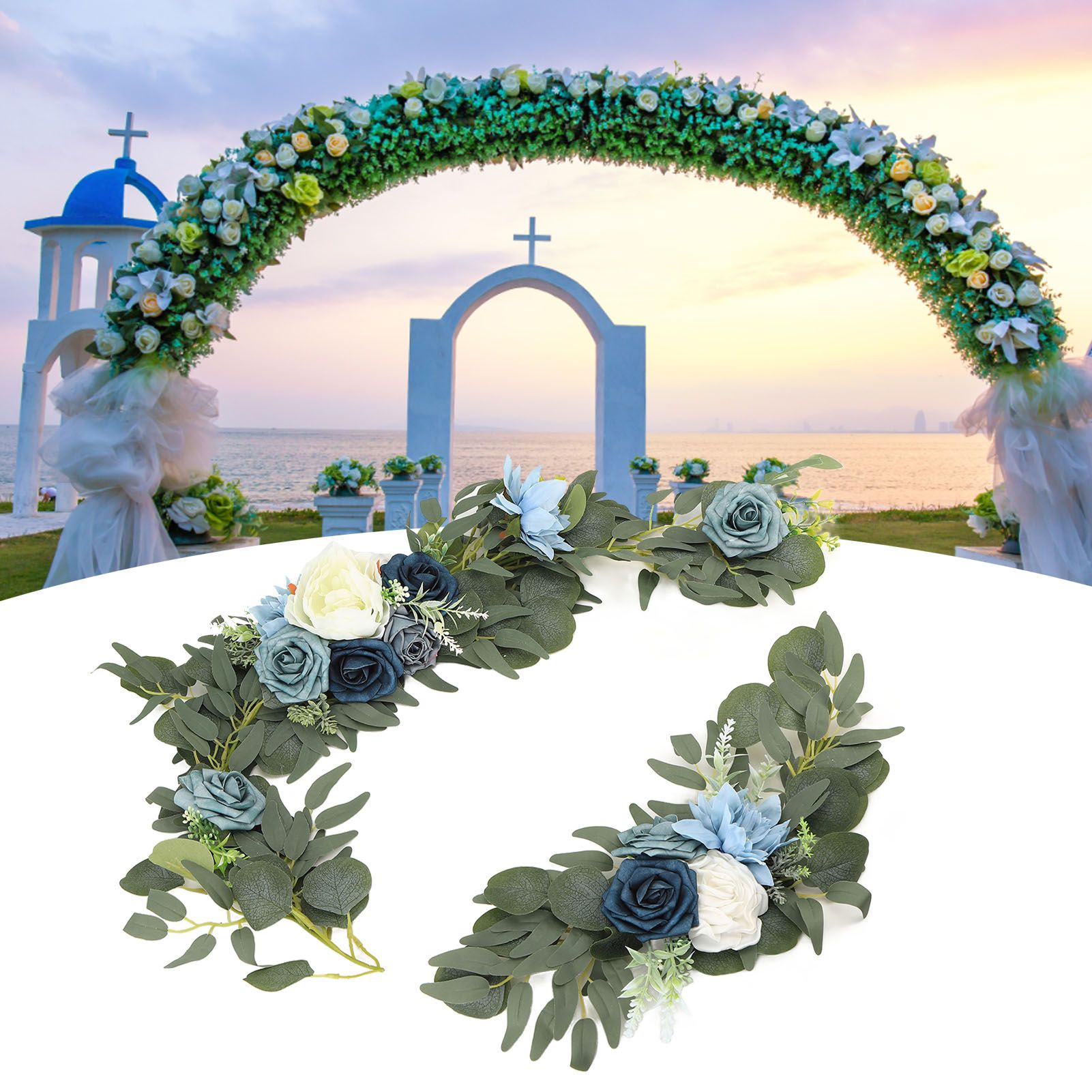 Faux Flower Swag Set Artificial Flower Arch Decor Wedding Welcome Reception view 12