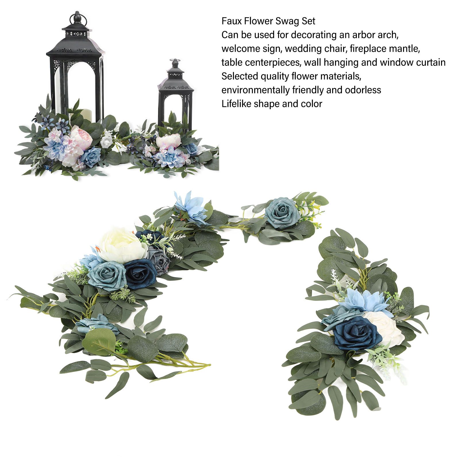 Faux Flower Swag Set Artificial Flower Arch Decor Wedding Welcome Reception view 15