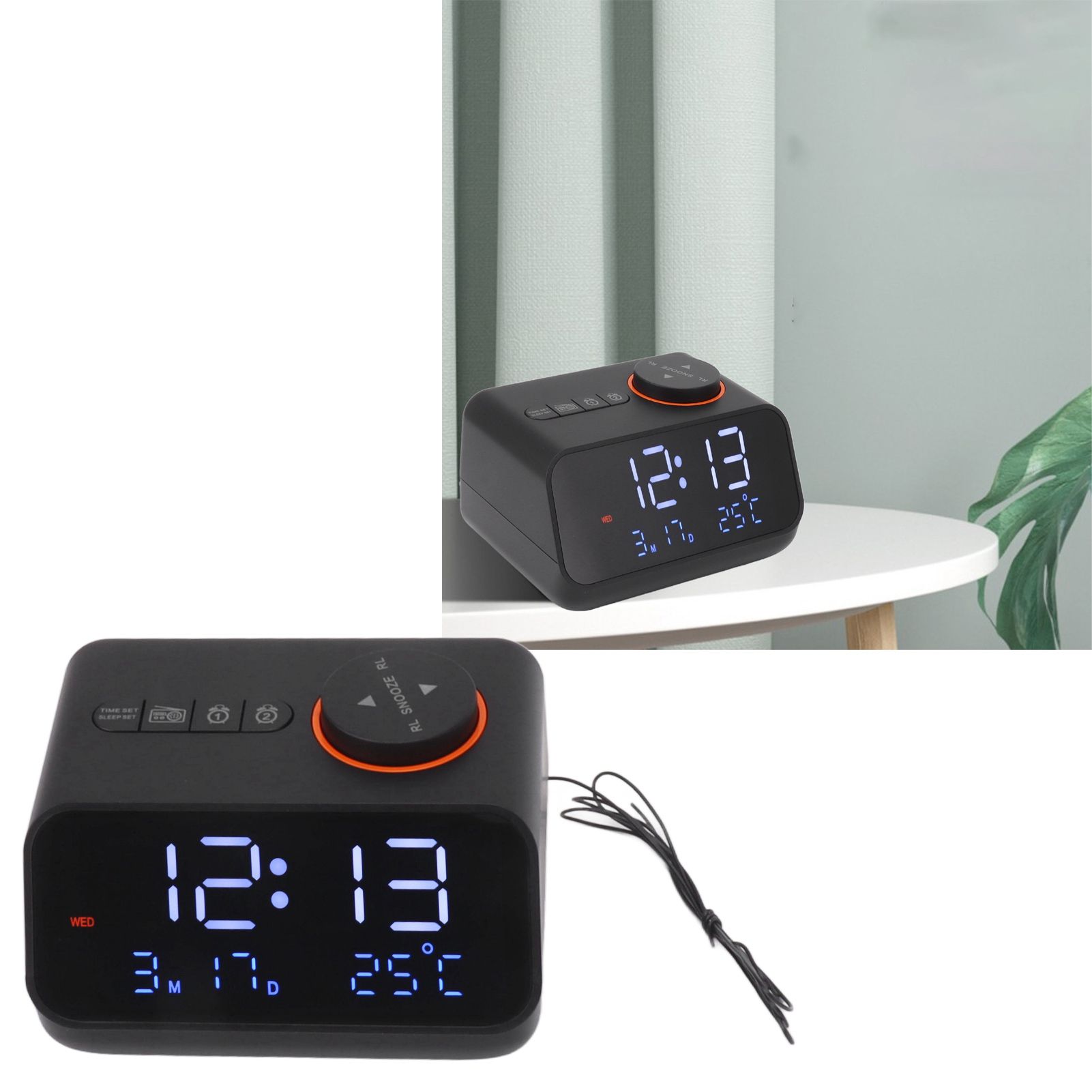 Alarm Clock Radio LED Digital Alarm Clock with FM Radio Music Temperature view 10