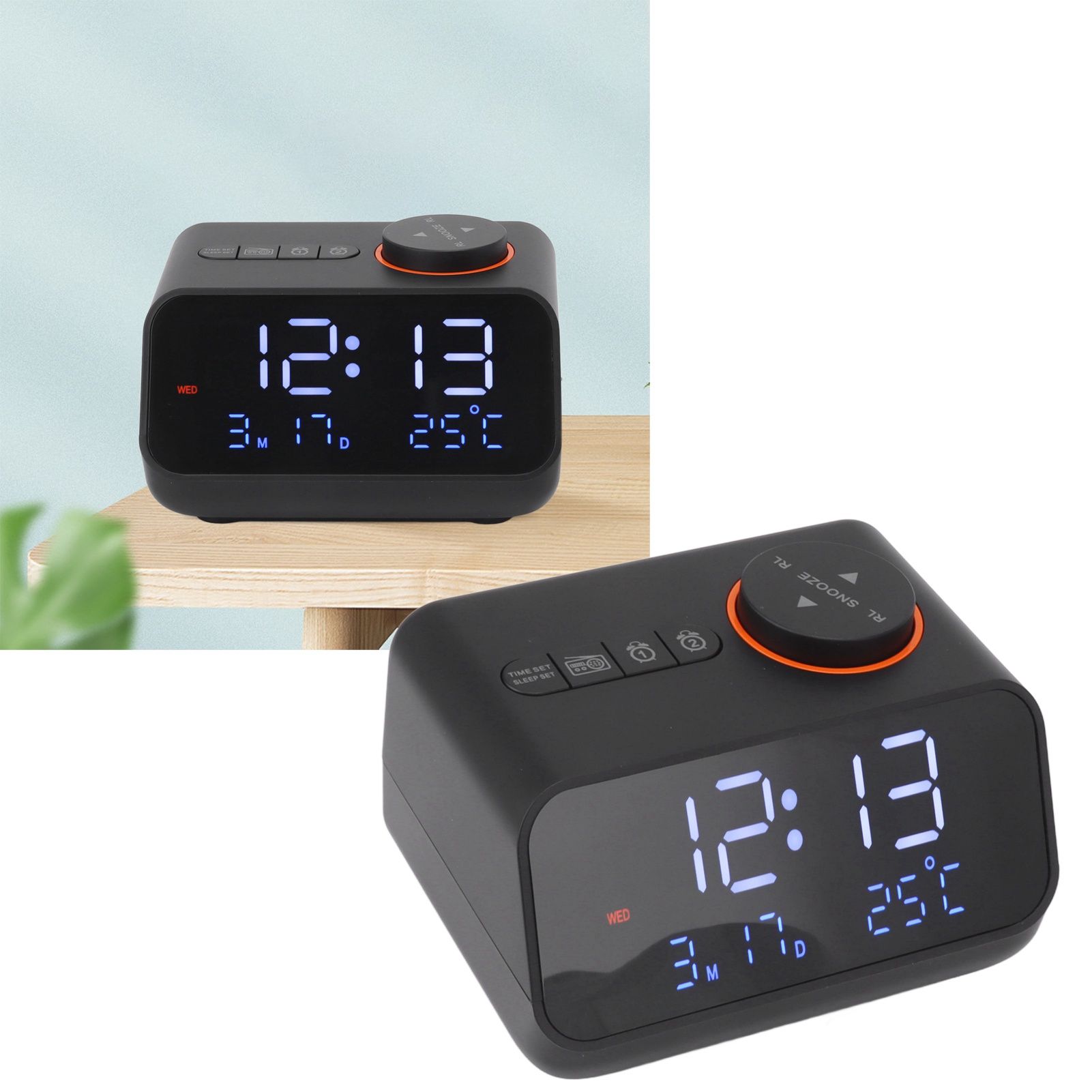 Alarm Clock Radio LED Digital Alarm Clock with FM Radio Music Temperature view 11