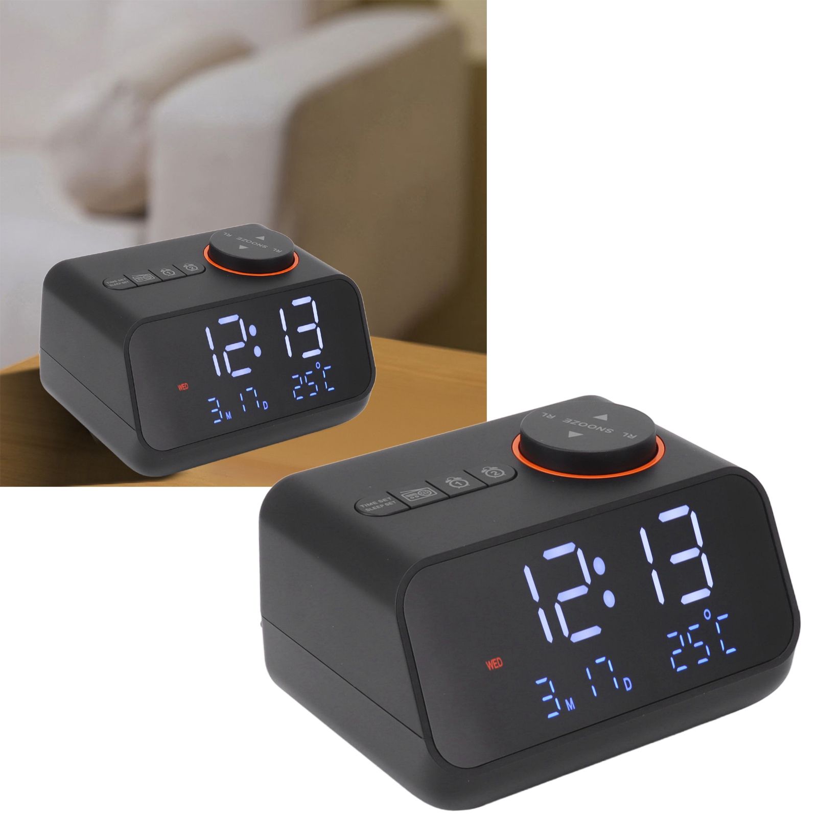Alarm Clock Radio LED Digital Alarm Clock with FM Radio Music Temperature view 12