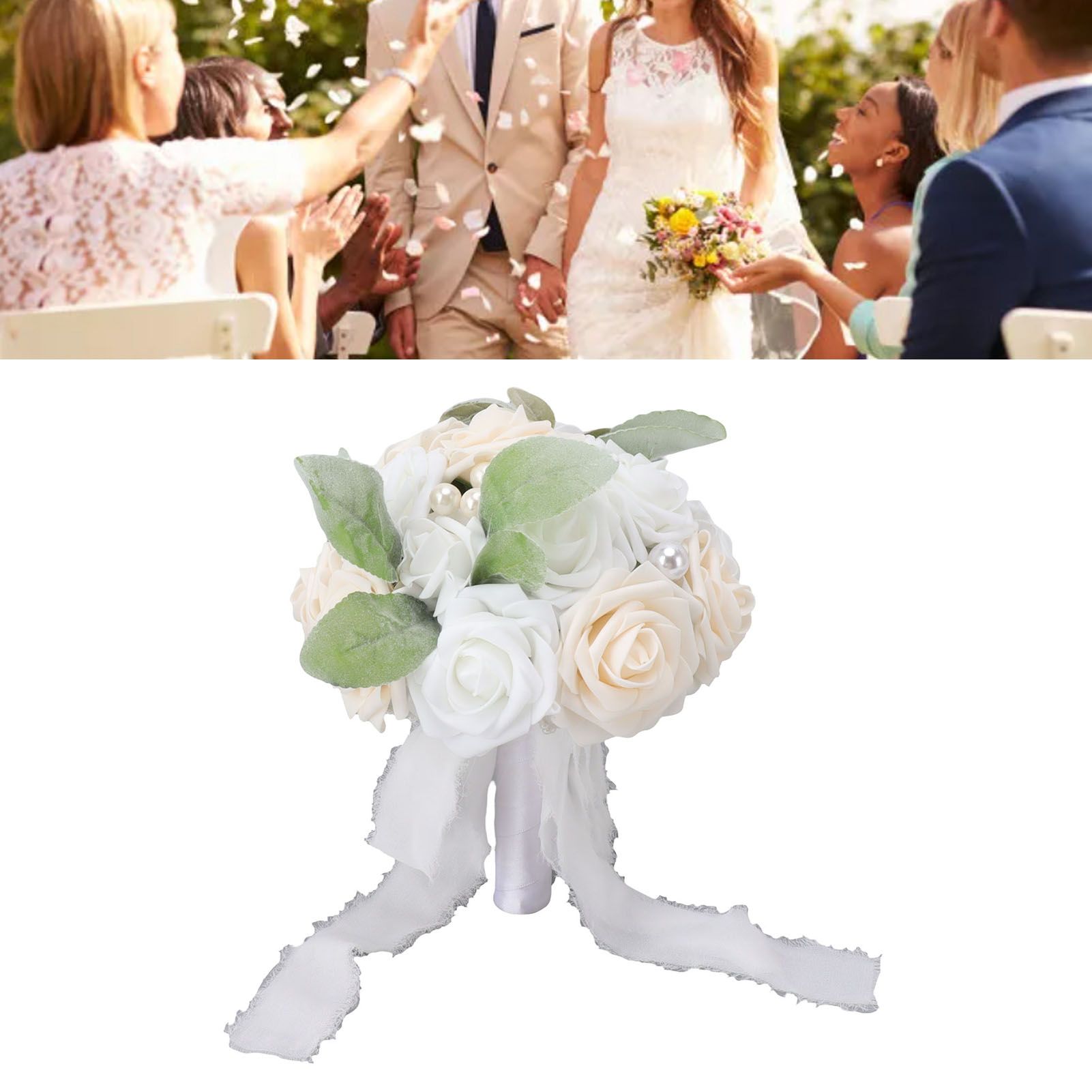 Wedding Bouquet Vivid Color Holding Flowers Romantic Handmade Elegant Holding view 11