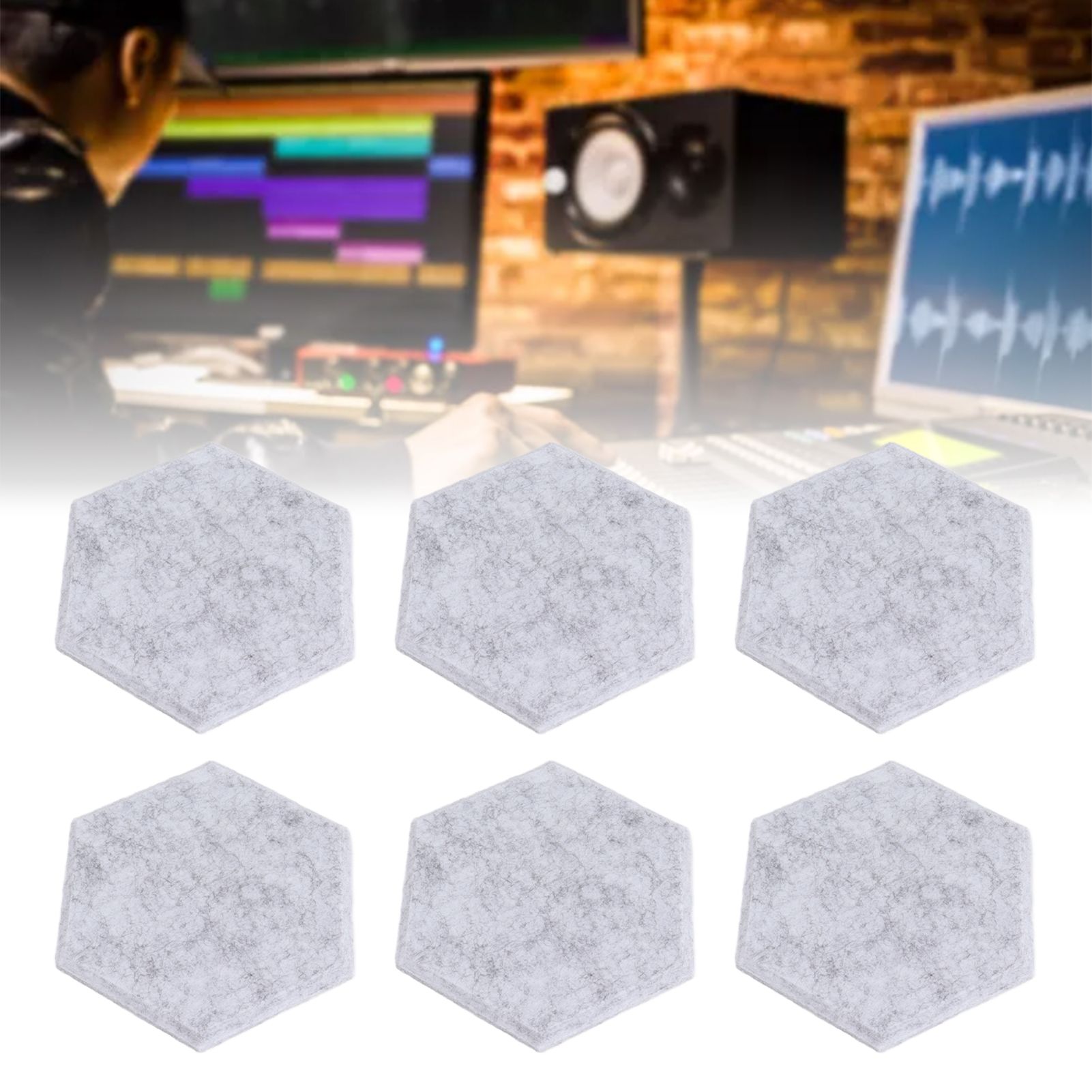 12PCS Hexagon Acoustic Panels High Density Sound Absorbing Panels Sound Proof view 11
