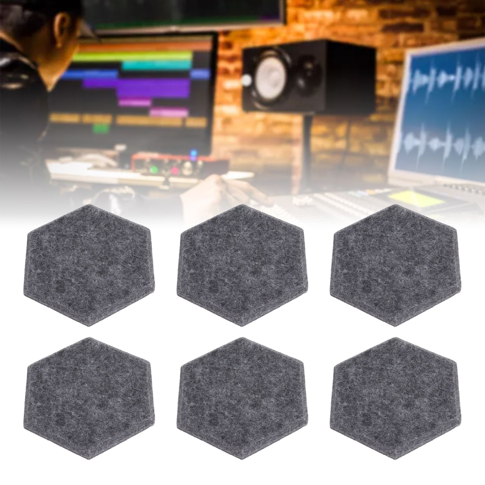 12PCS Hexagon Acoustic Panels High Density Sound Absorbing Panels Sound Proof view 11