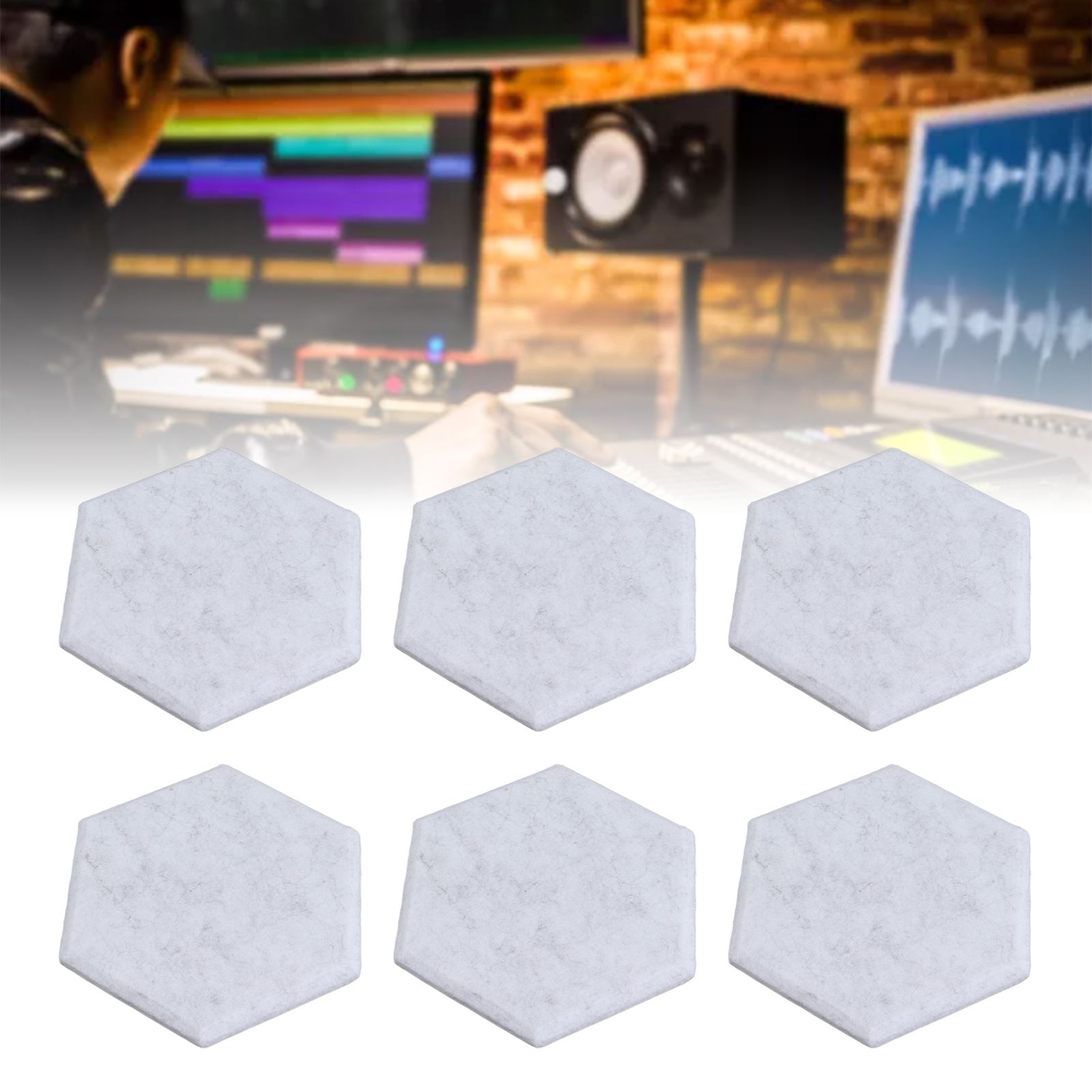 12PCS Hexagon Acoustic Panels High Density Sound Absorbing Panels Sound Proof view 11