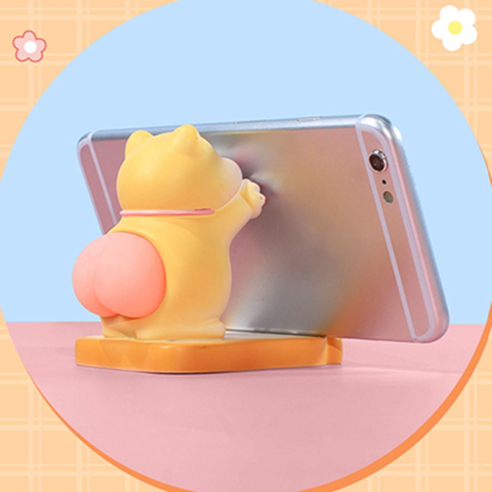 Cute Cat Cellphone Holder Resin Mini Portable Mobile Phone Stand Desk Ornament view 6