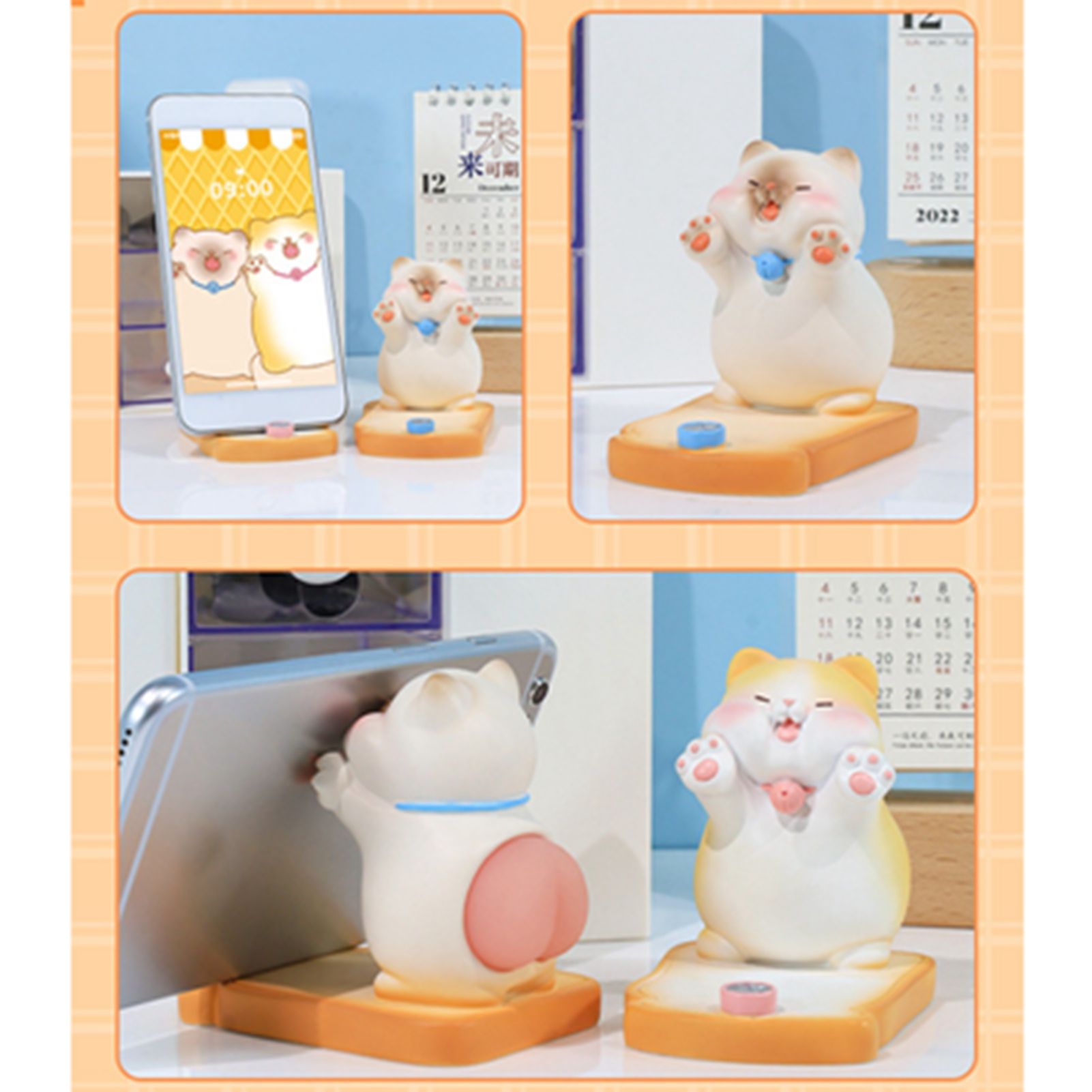 Cute Cat Cellphone Holder Resin Mini Portable Mobile Phone Stand Desk Ornament view 9