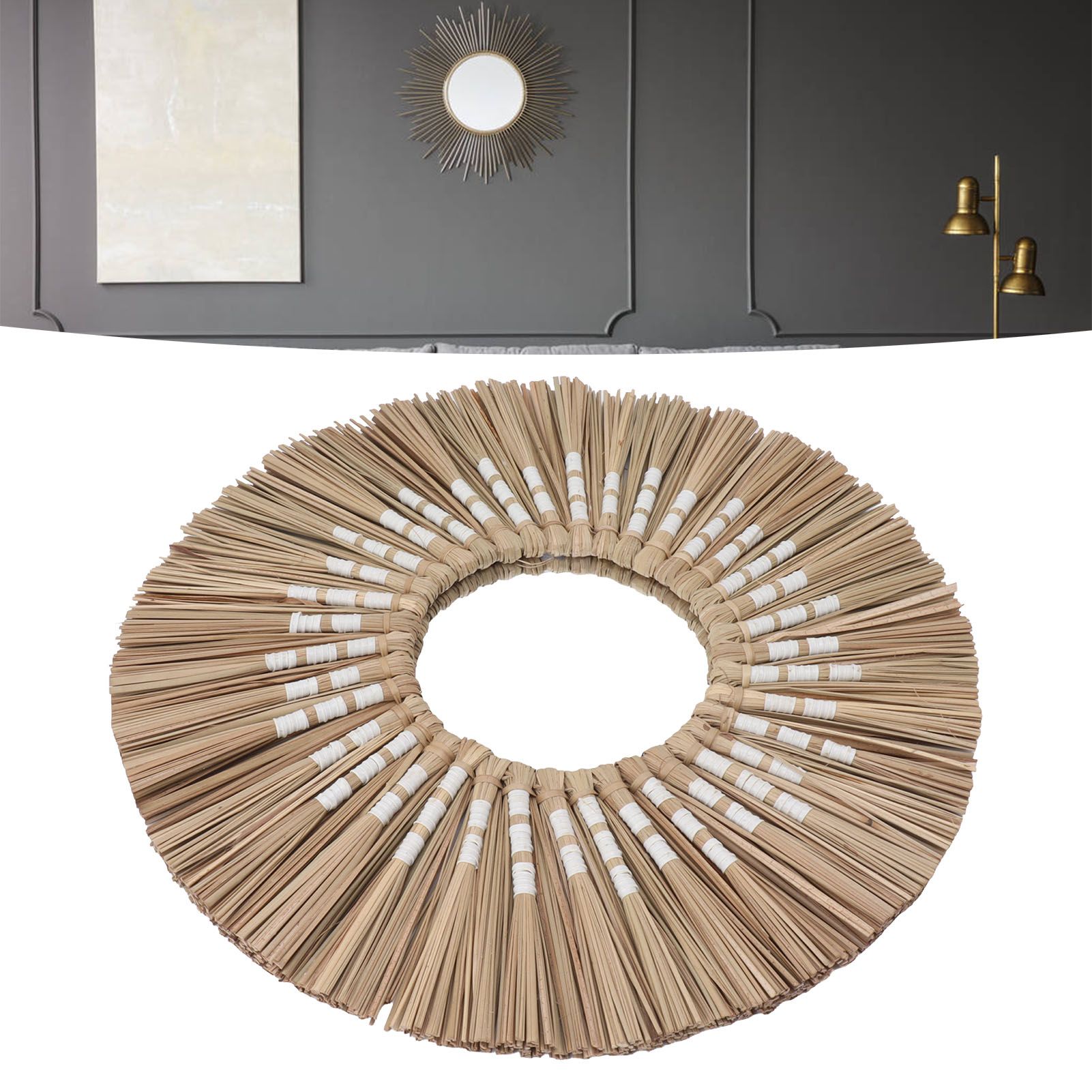 Seagrass Wall Mirror Hand Woven Decorative Round Seagrass Hanging Mirror for view 11