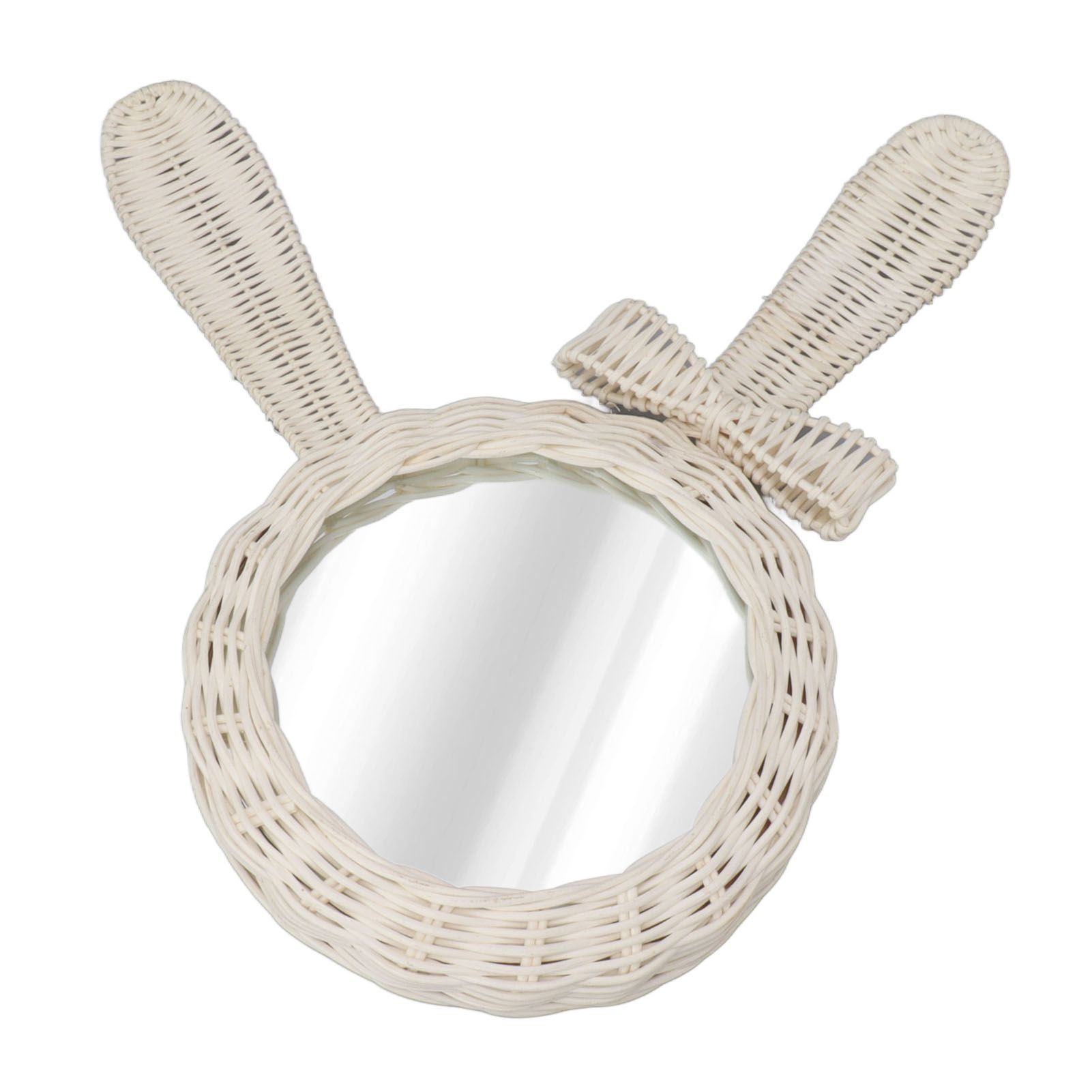 Decorative Mirror White Rabbit Shaped Retro HD Rattan Mirror for Bathroom Bedroom view 6
