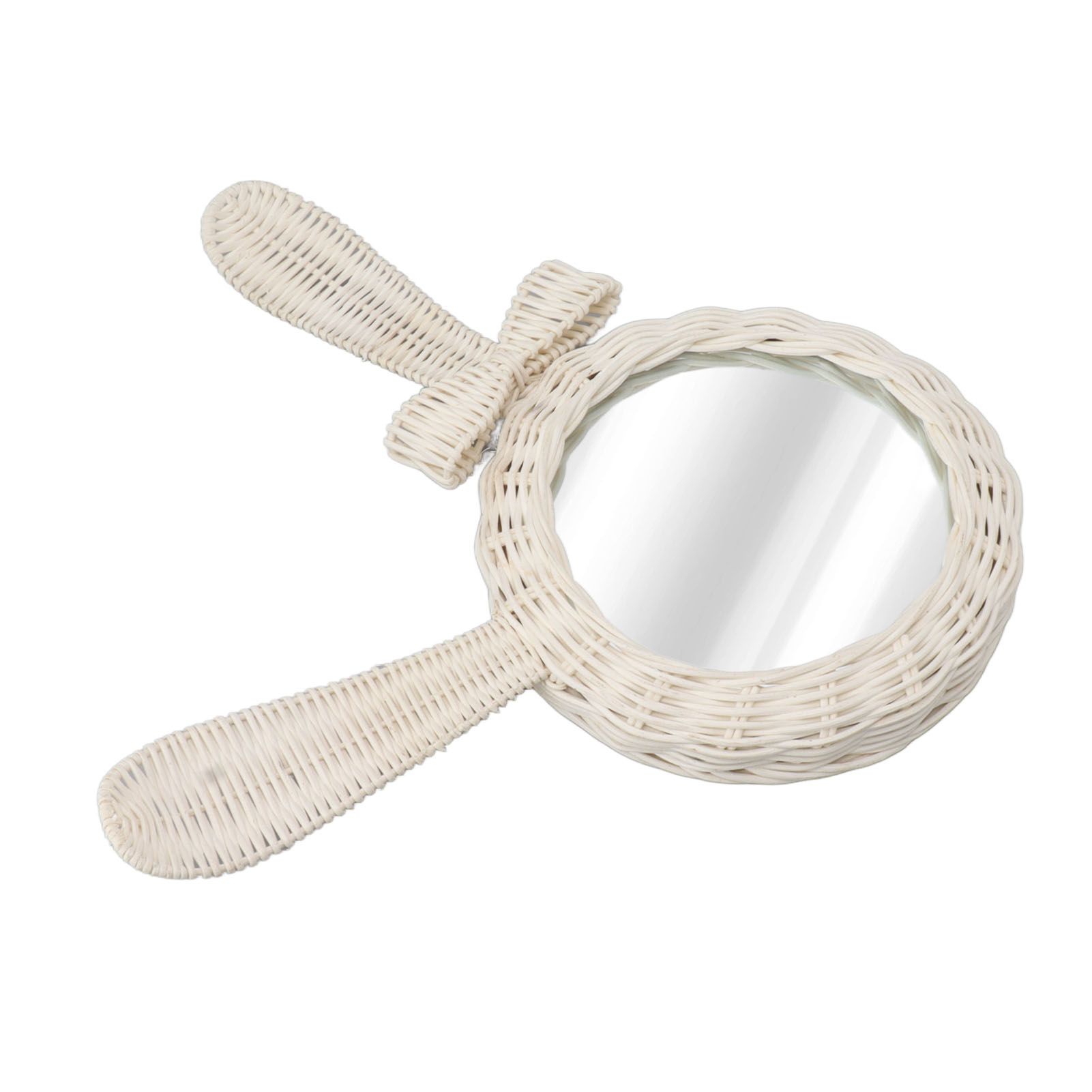 Decorative Mirror White Rabbit Shaped Retro HD Rattan Mirror for Bathroom Bedroom view 7