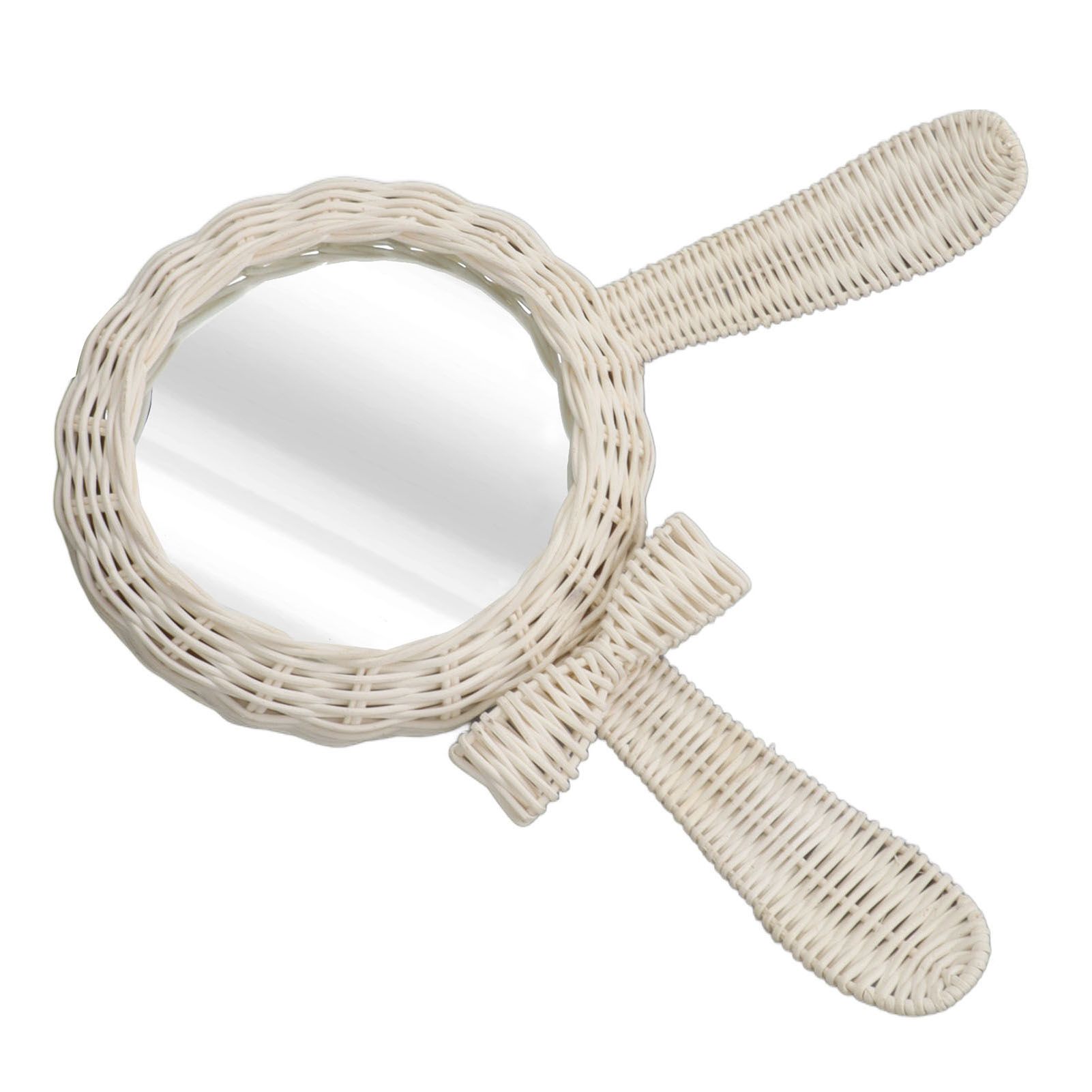Decorative Mirror White Rabbit Shaped Retro HD Rattan Mirror for Bathroom Bedroom view 8