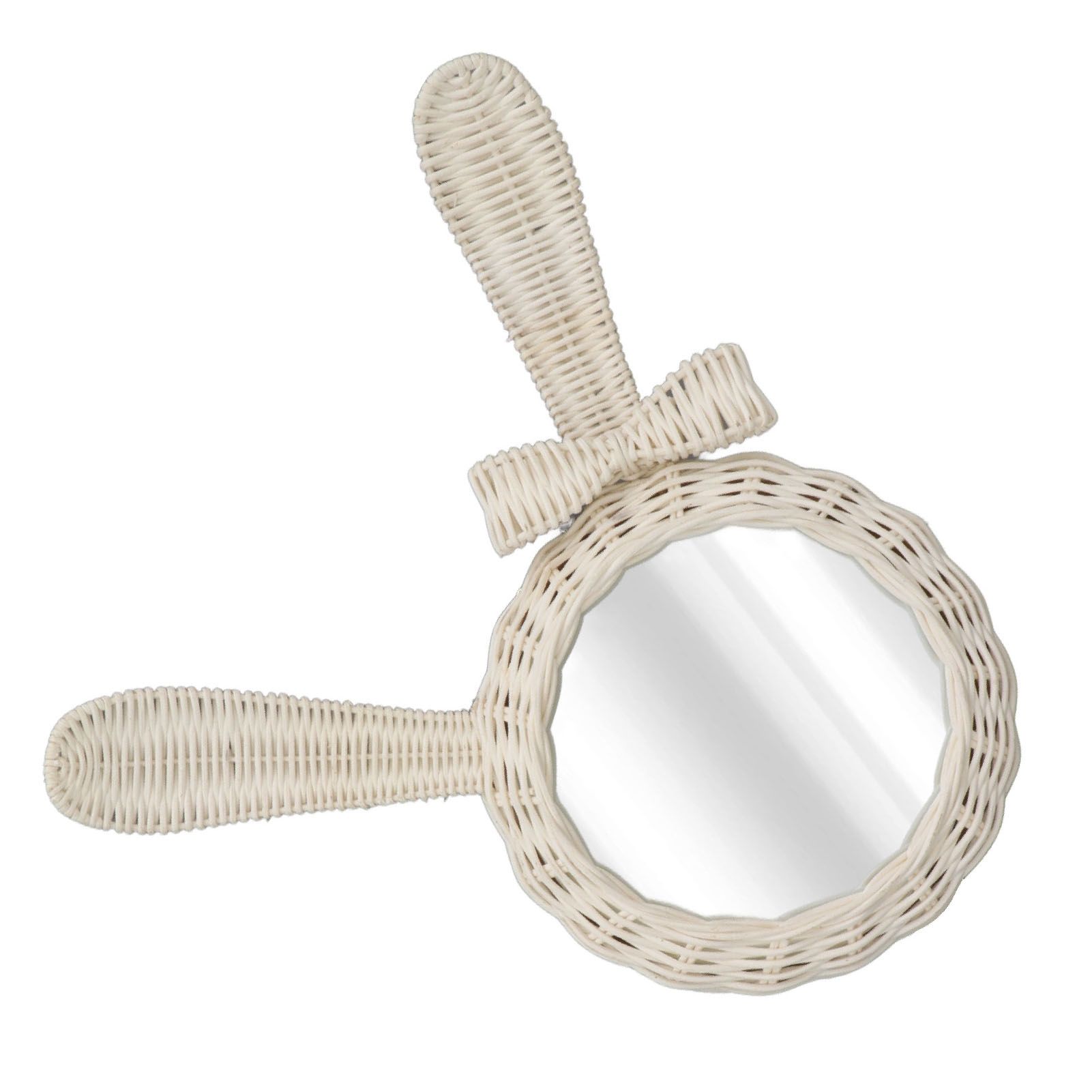 Decorative Mirror White Rabbit Shaped Retro HD Rattan Mirror for Bathroom Bedroom view 9