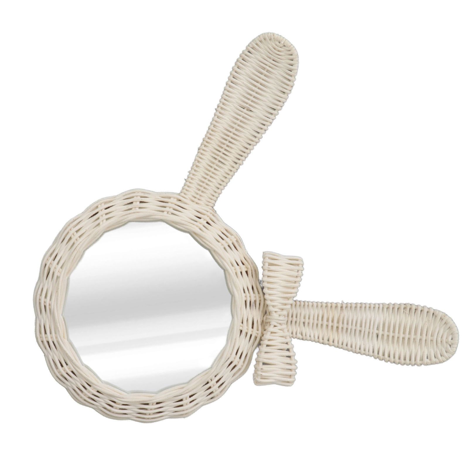 Decorative Mirror White Rabbit Shaped Retro HD Rattan Mirror for Bathroom Bedroom view 10
