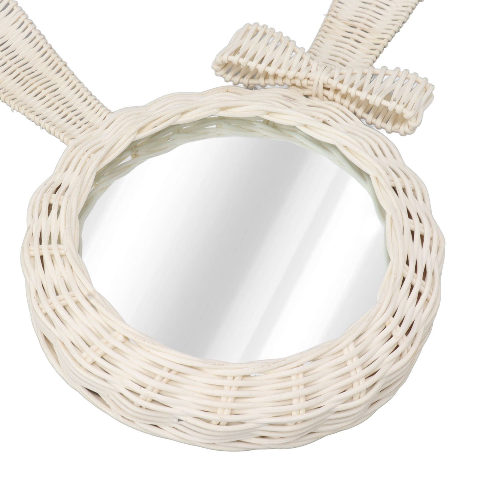 Decorative Mirror White Rabbit Shaped Retro HD Rattan Mirror for Bathroom Bedroom view 13