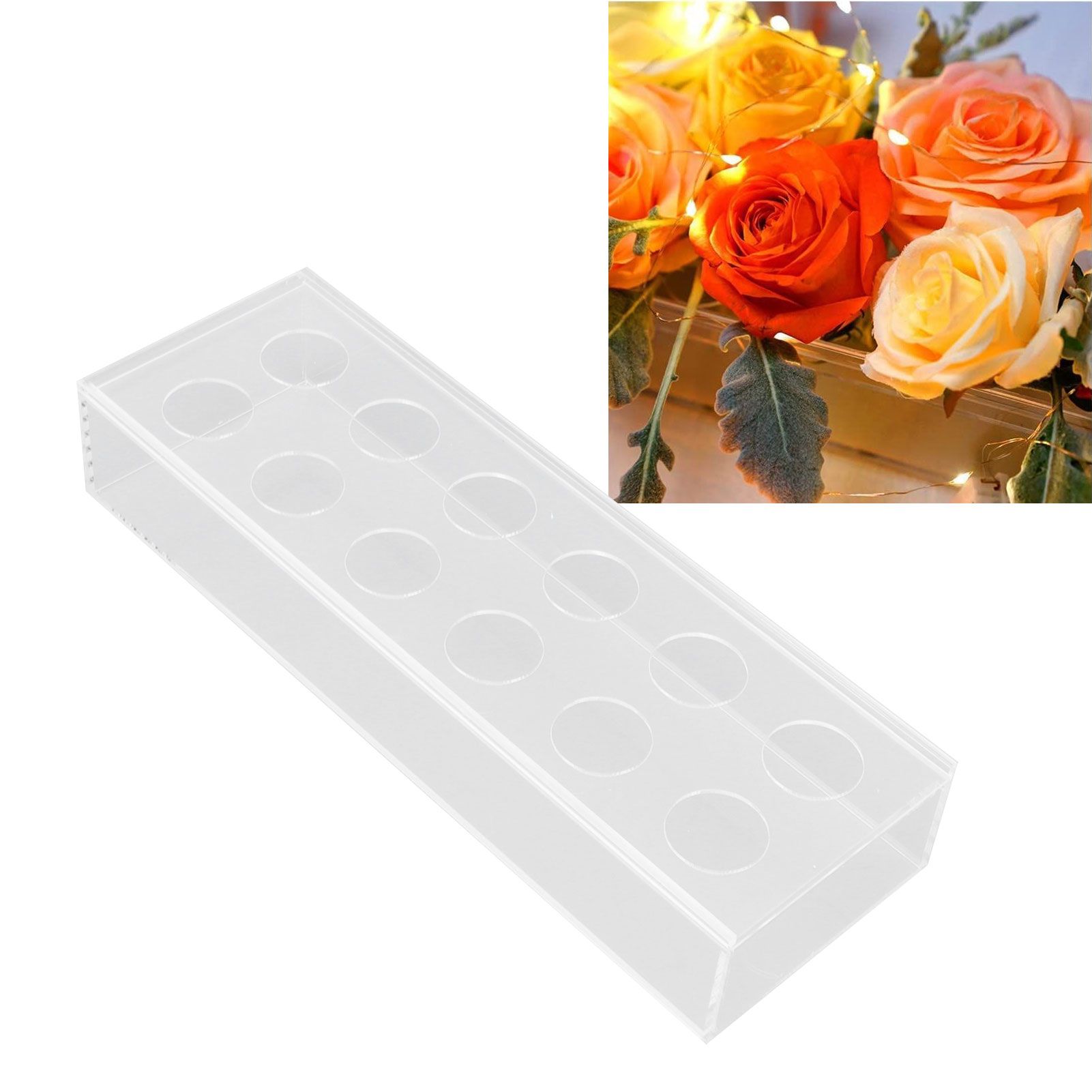 Rectangular Floral Centerpiece Clear Acrylic Flower Vase for Dining Table view 12