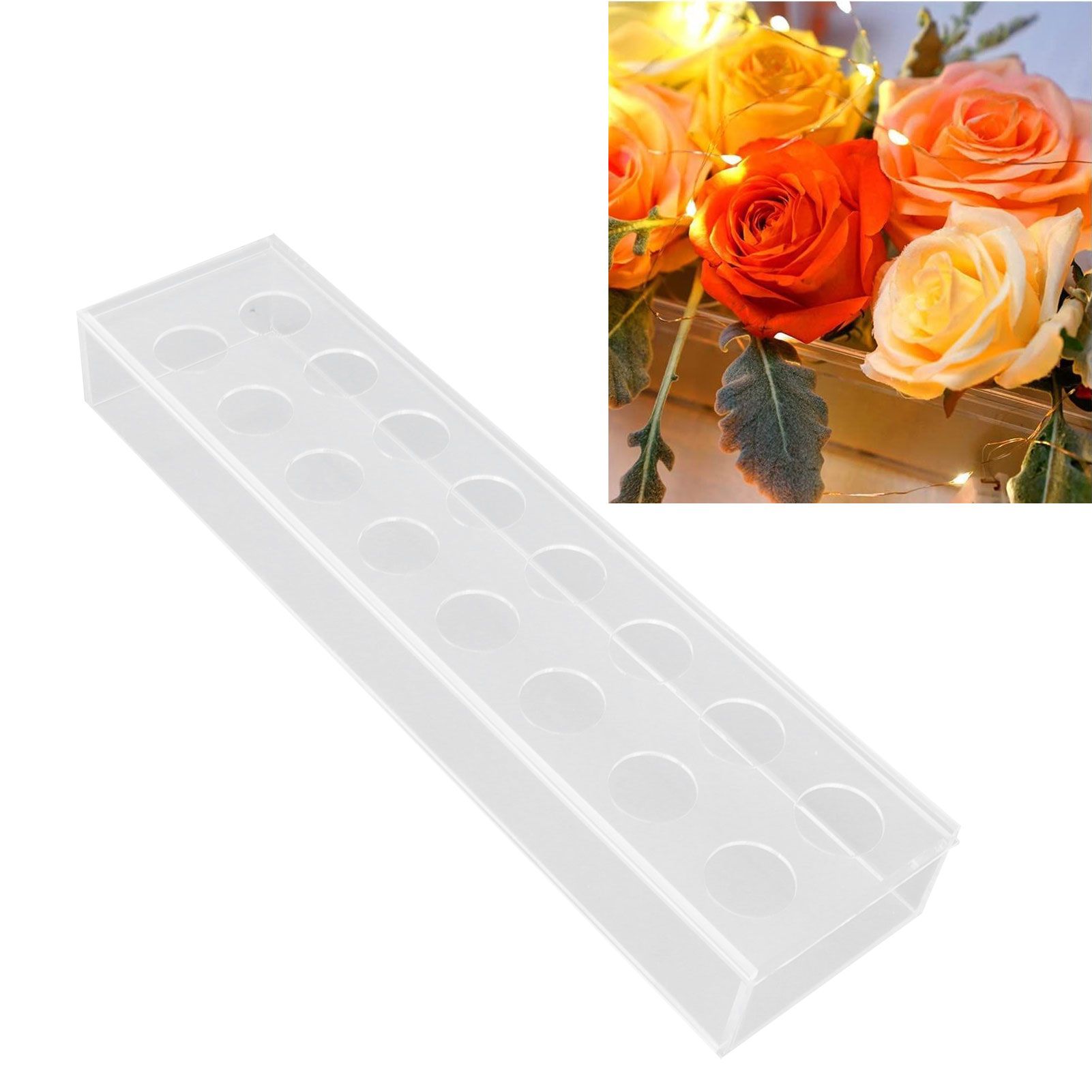 Rectangular Floral Centerpiece Clear Acrylic Flower Vase for Dining Table view 12