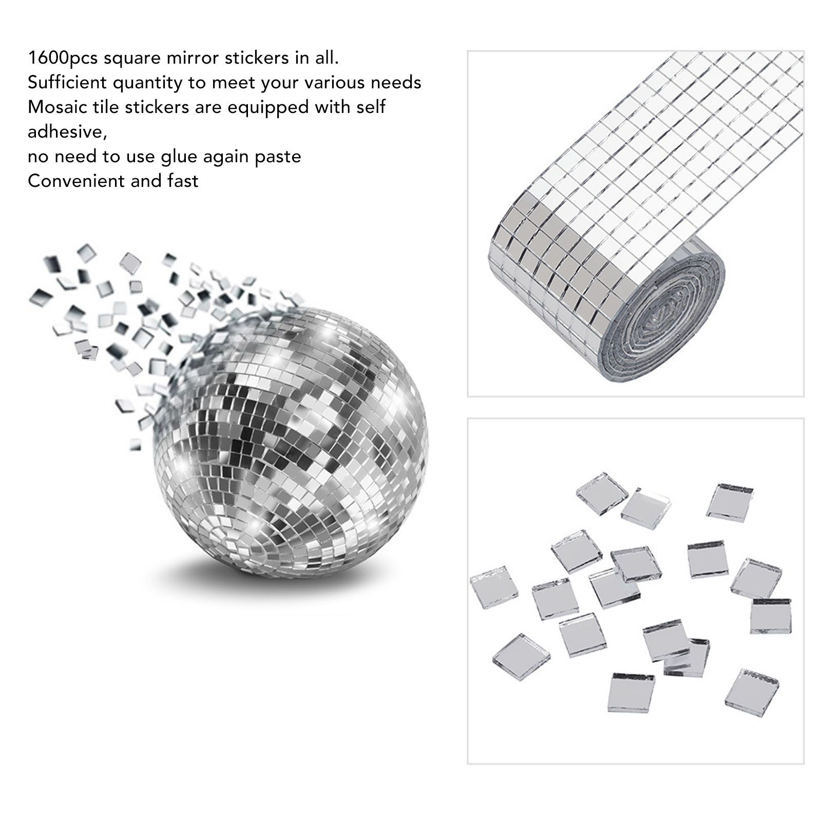 1600Pcs Self Adhesive Mirror Mosaic Sheet Adhesive Mosaic Square Glass Tile view 15