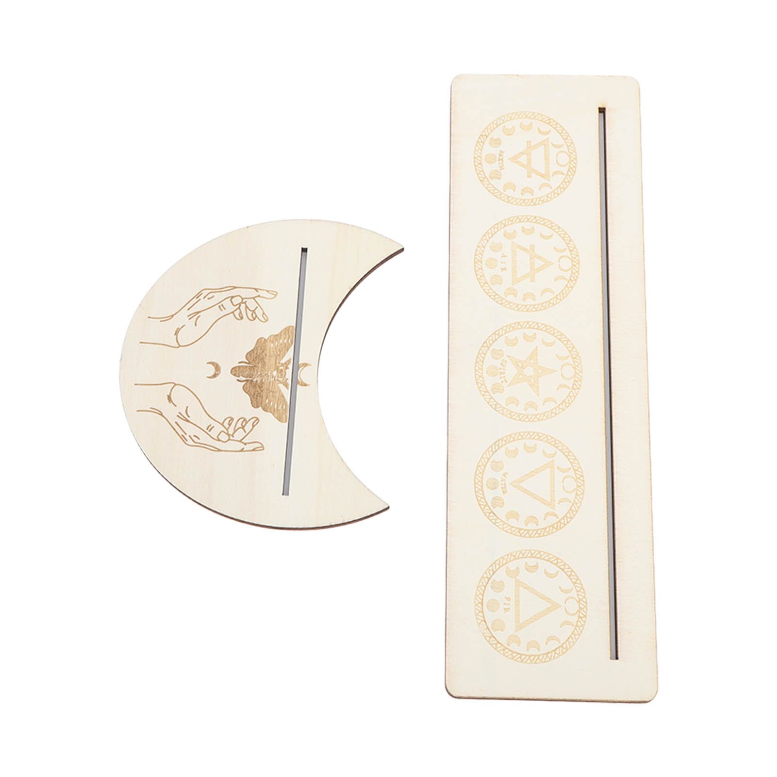 2 Pieces Wooden Tarot Card Stand Holder Stable Moon Shape and Rectangle Wooden view 4