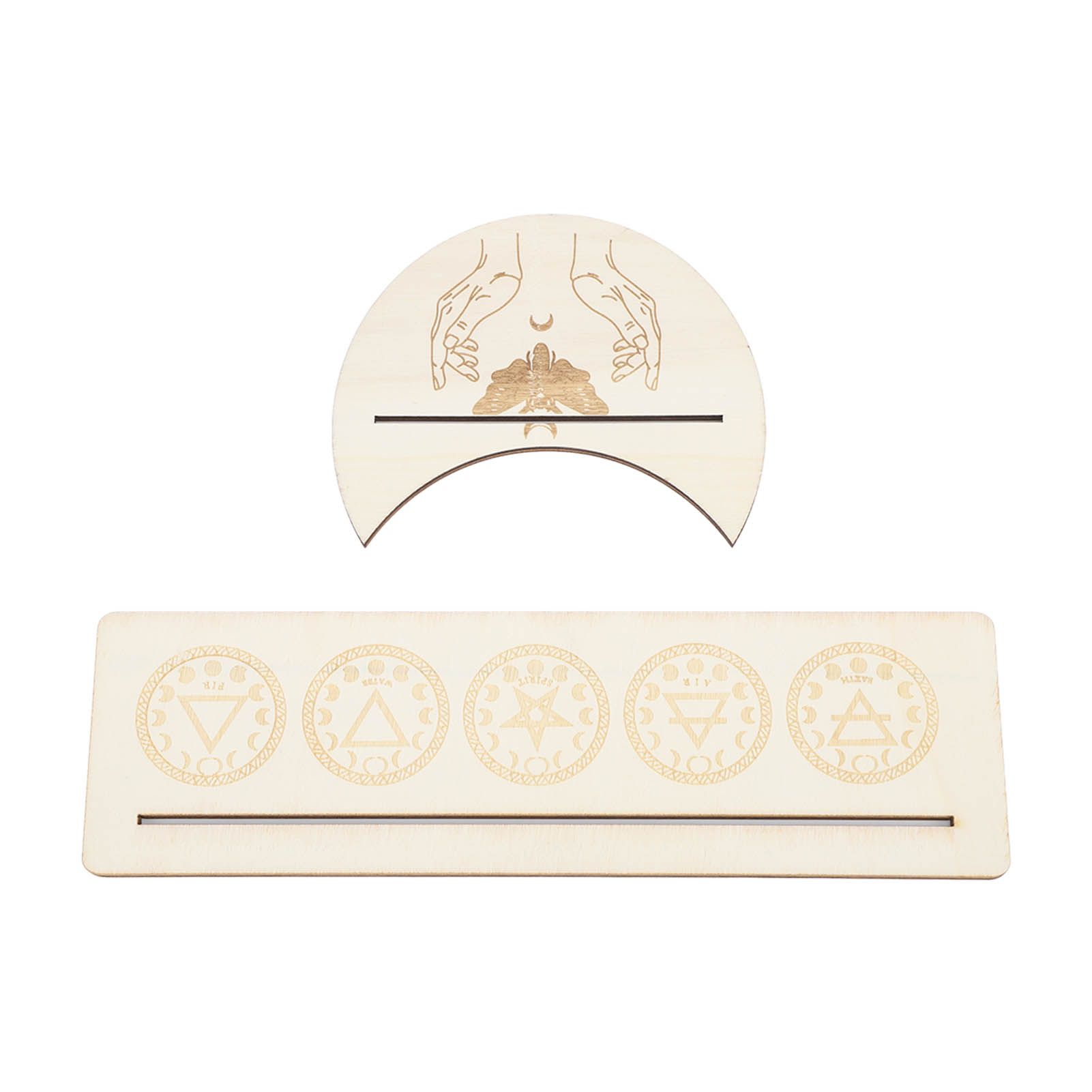 2 Pieces Wooden Tarot Card Stand Holder Stable Moon Shape and Rectangle Wooden view 5