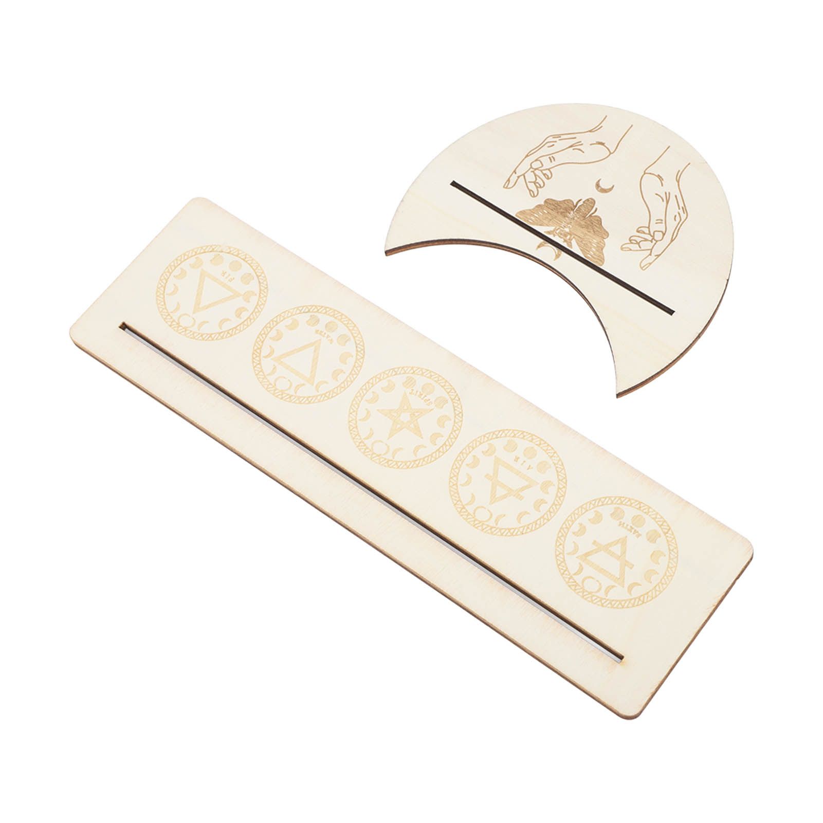 2 Pieces Wooden Tarot Card Stand Holder Stable Moon Shape and Rectangle Wooden view 7