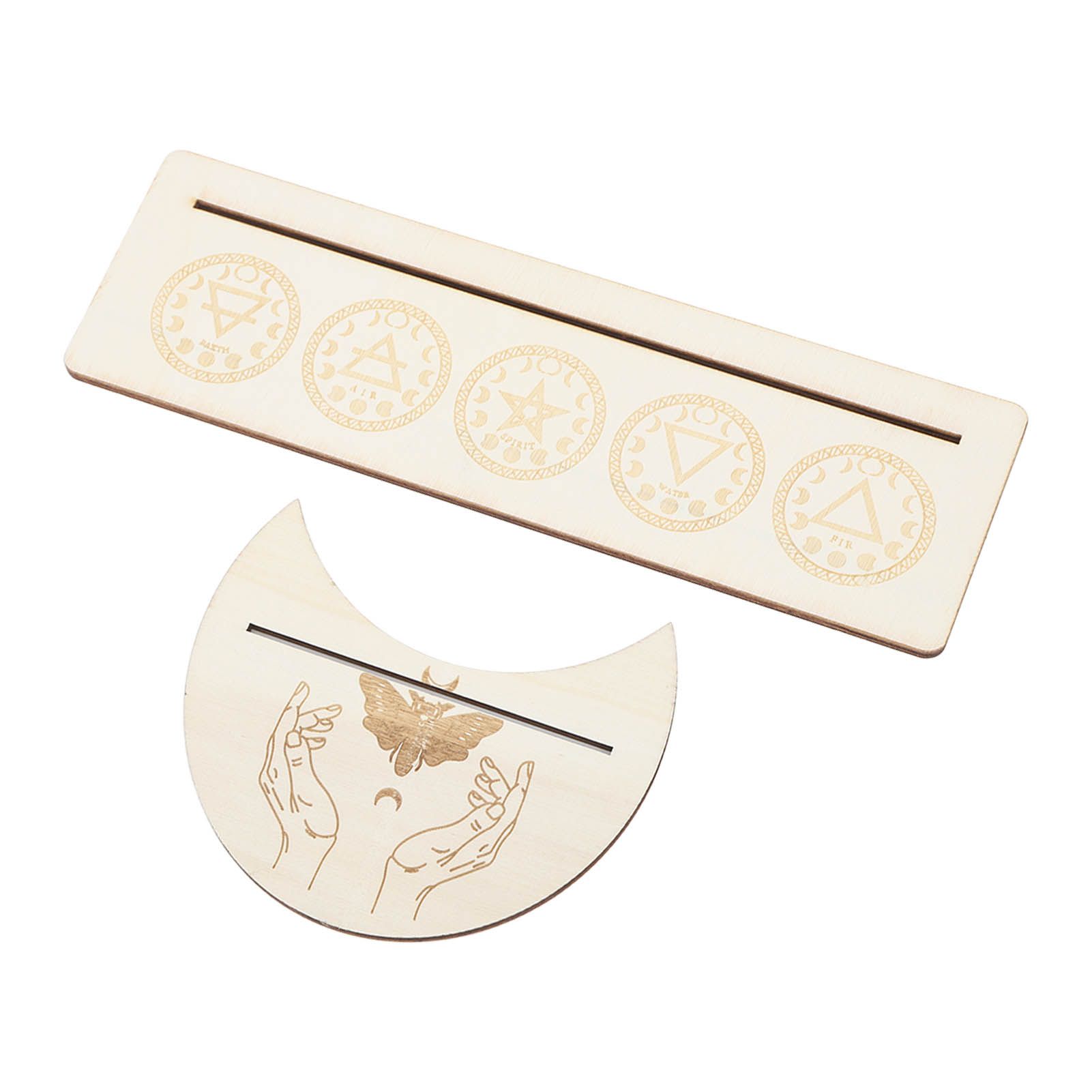 2 Pieces Wooden Tarot Card Stand Holder Stable Moon Shape and Rectangle Wooden view 10