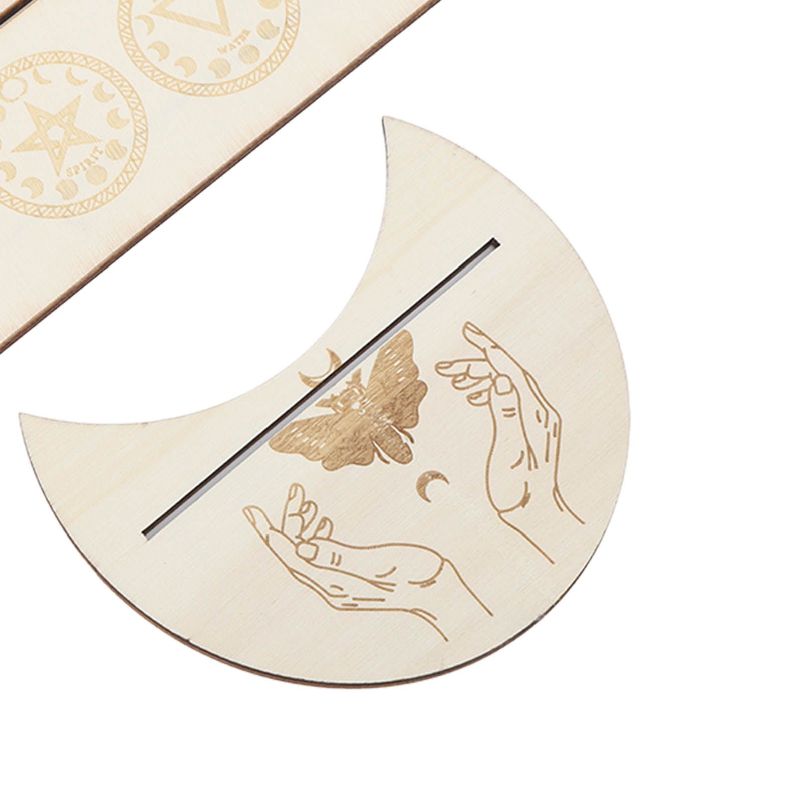 2 Pieces Wooden Tarot Card Stand Holder Stable Moon Shape and Rectangle Wooden view 14