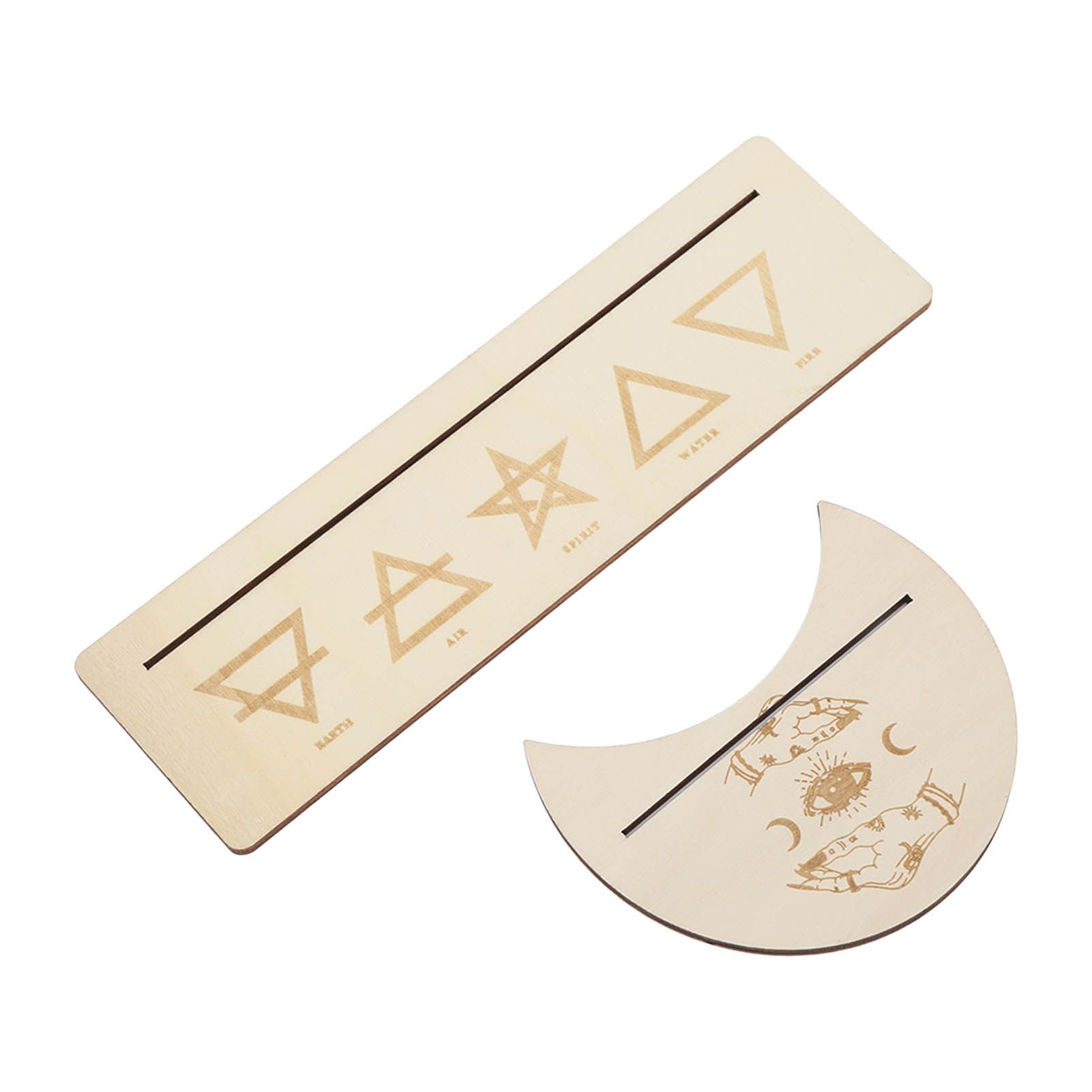 2 Pieces Wooden Tarot Card Stand Holder Stable Moon Shape and Rectangle Wooden view 2