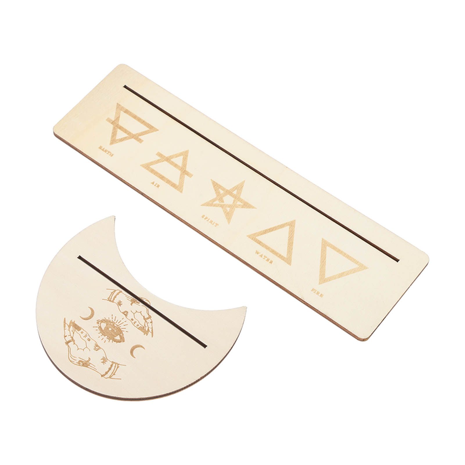 2 Pieces Wooden Tarot Card Stand Holder Stable Moon Shape and Rectangle Wooden view 3